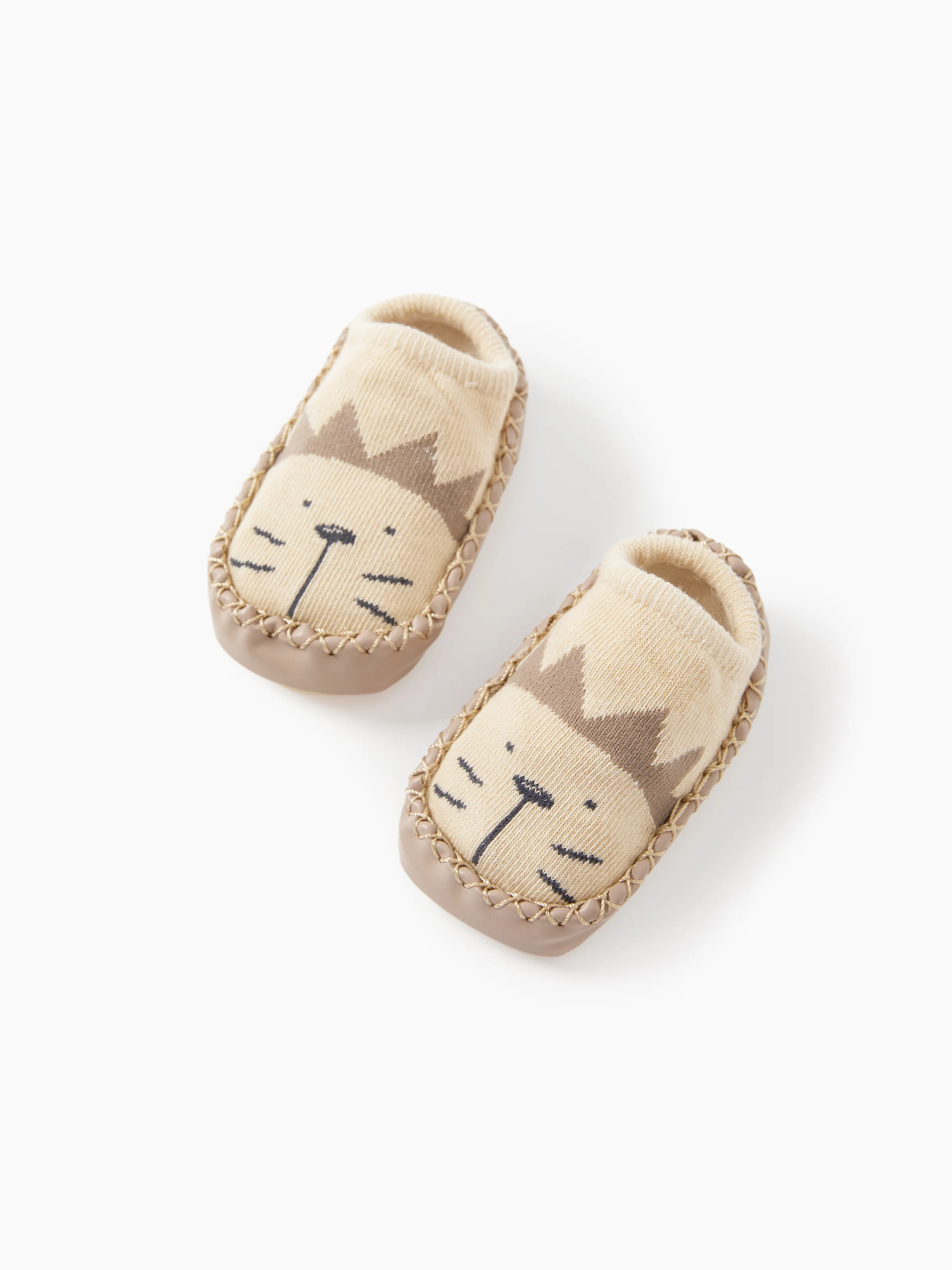 Baby Animal Print Antiskid Shoe Socks Brown