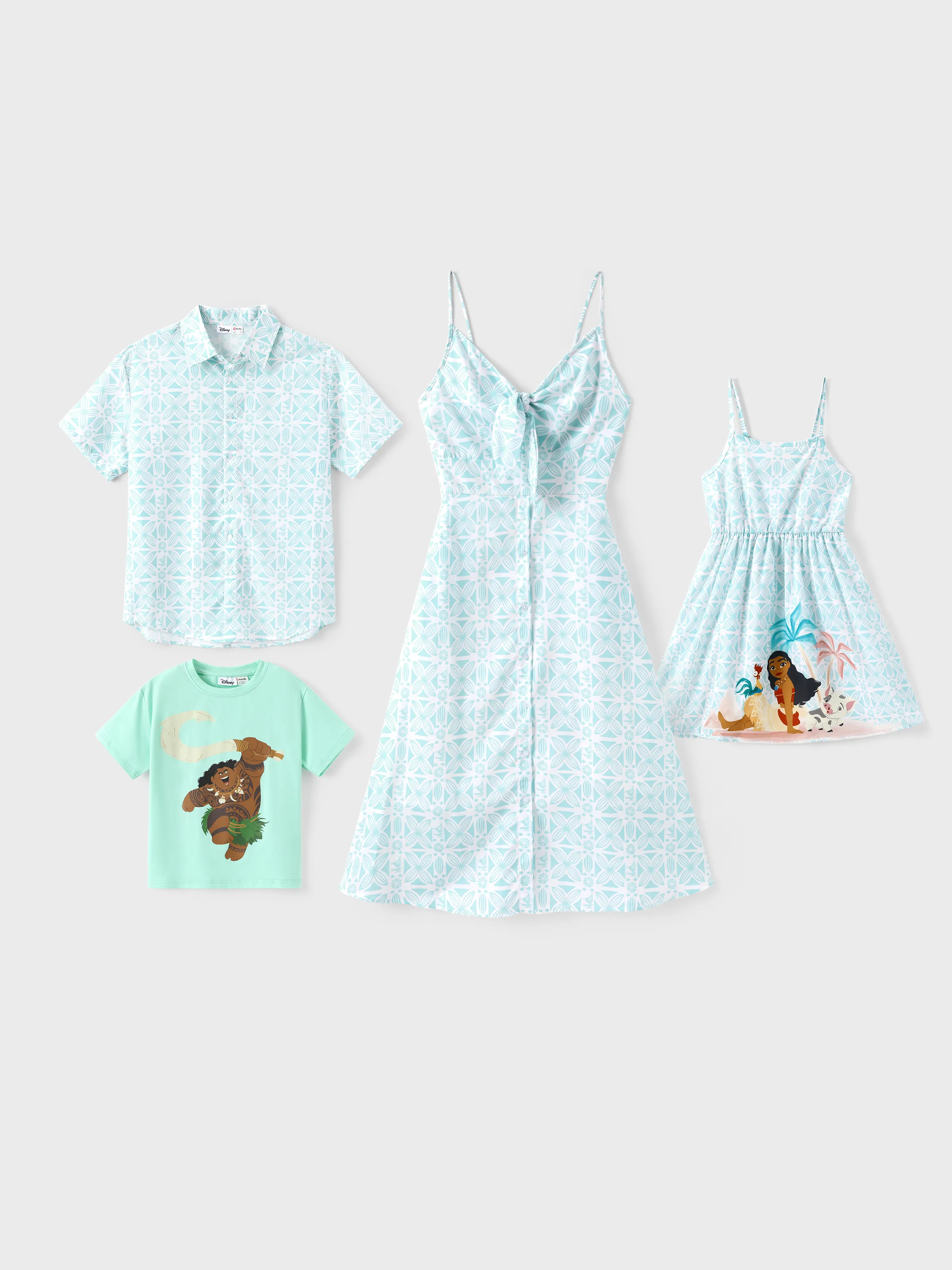 Disney Princess Matching Family Moana Dress/Shirt Green