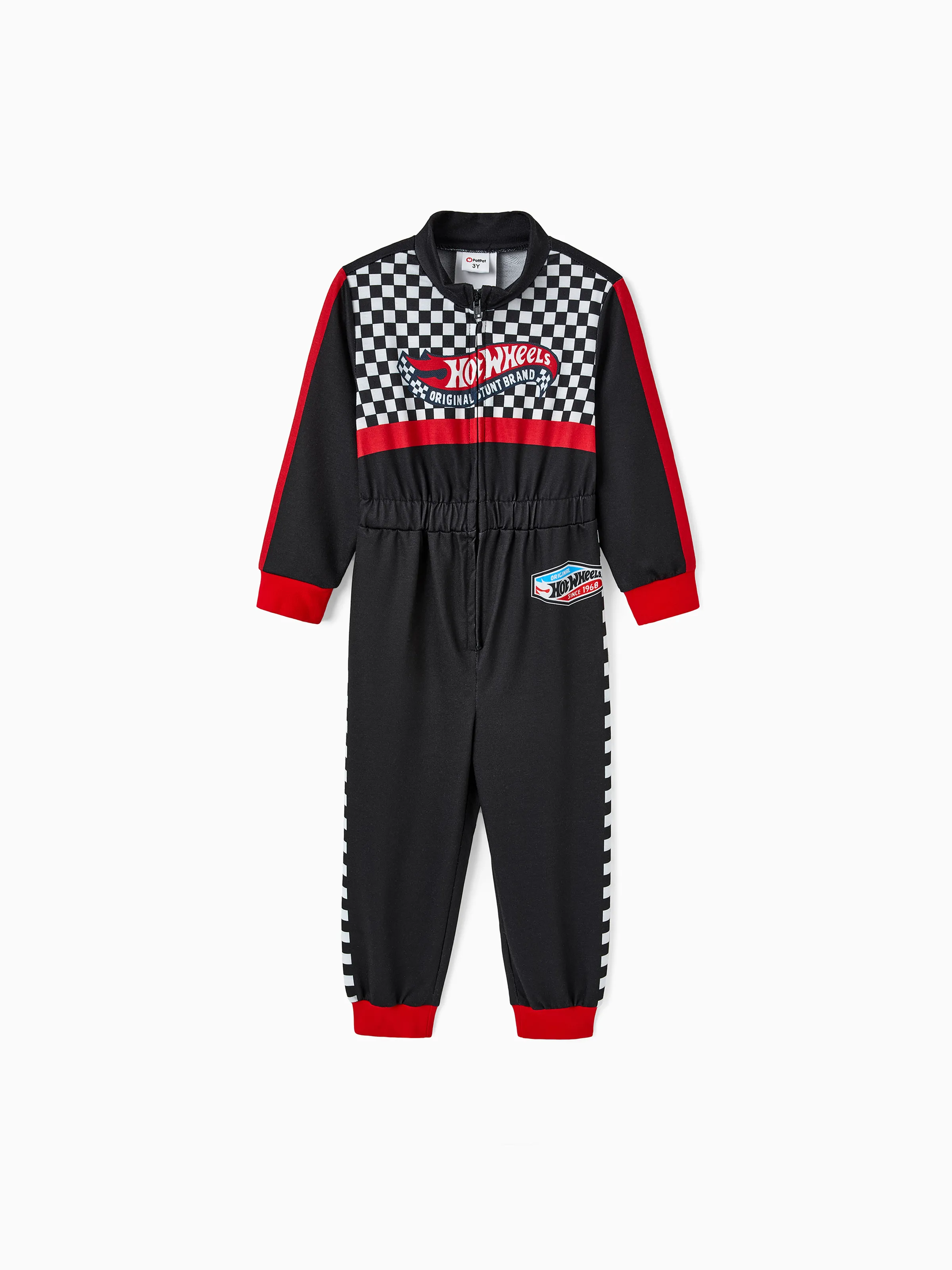 Hot Wheels Toddler Boy Colorblock Logo Print Long-sleeve Racing Jumpsuit Black