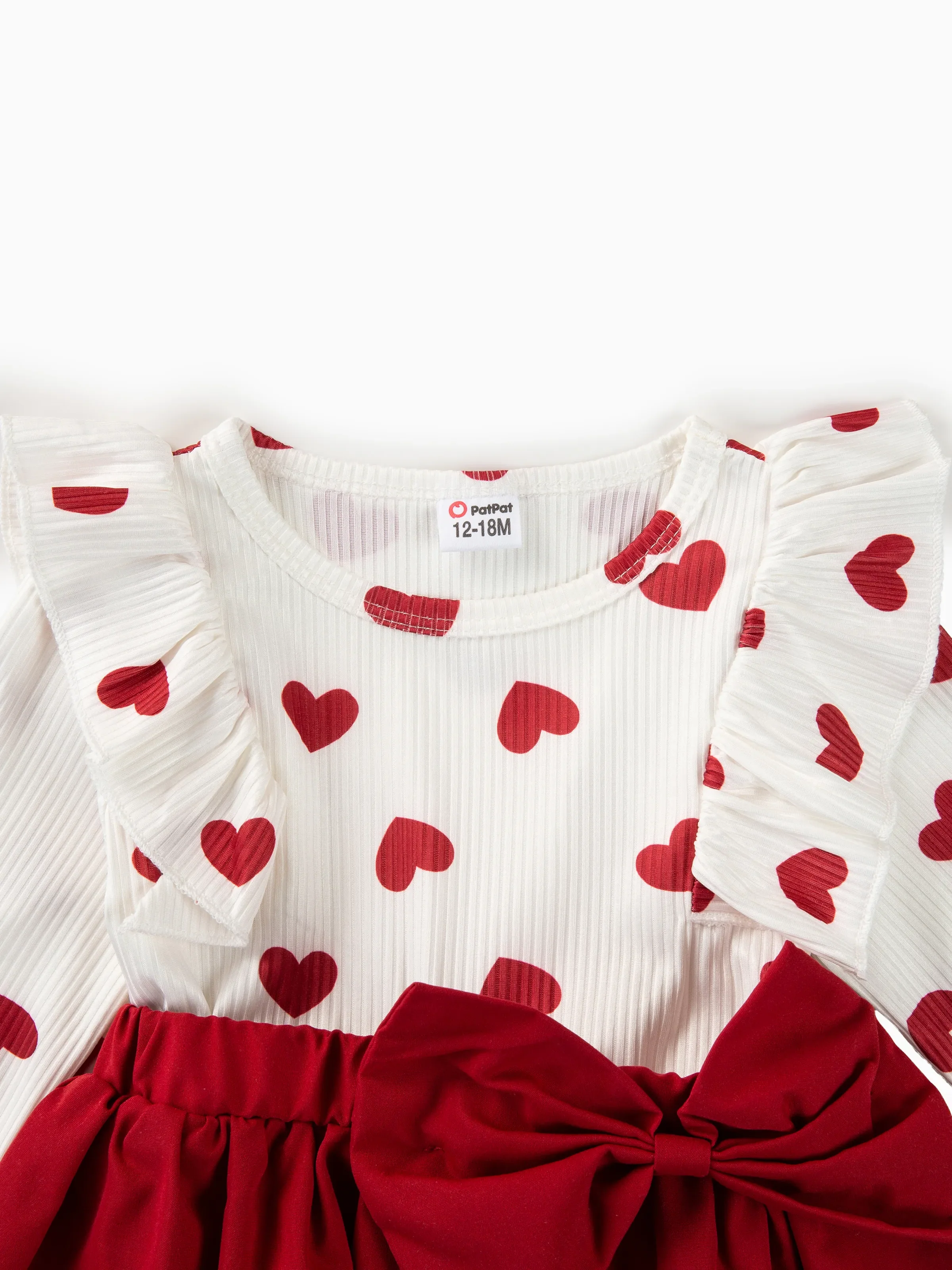 2pcs Baby Girl Heart-shaped and Bow Dress Set Red