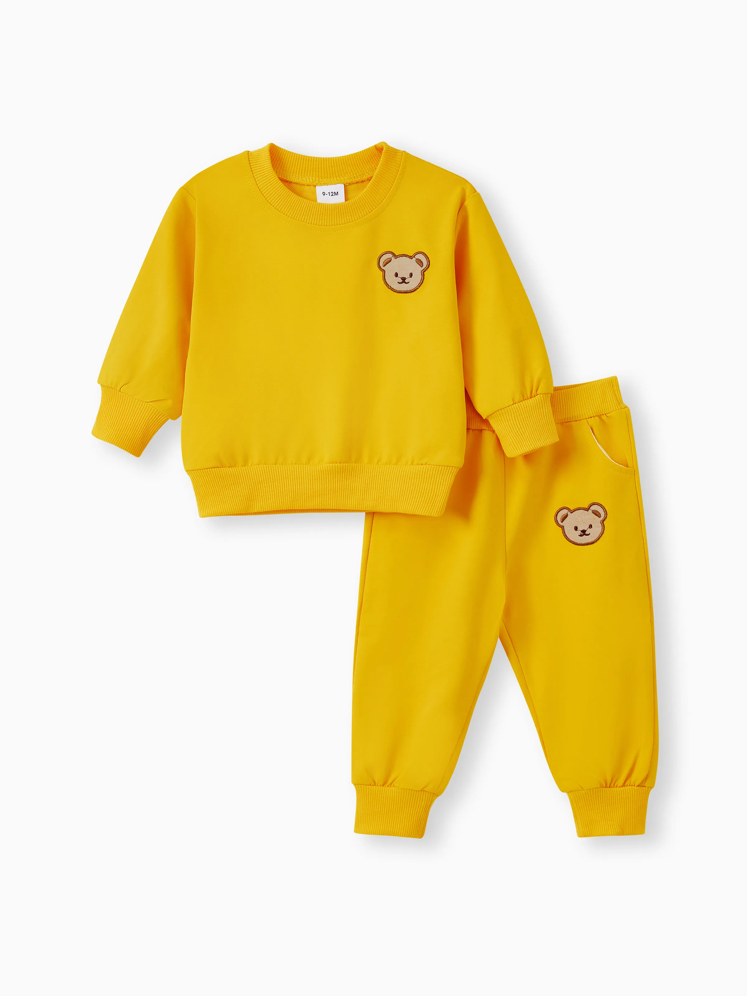 Baby/Toddler Girl/Boy Clothes 2pcs Bear Style Sweatshirt and Pants Set Yellow