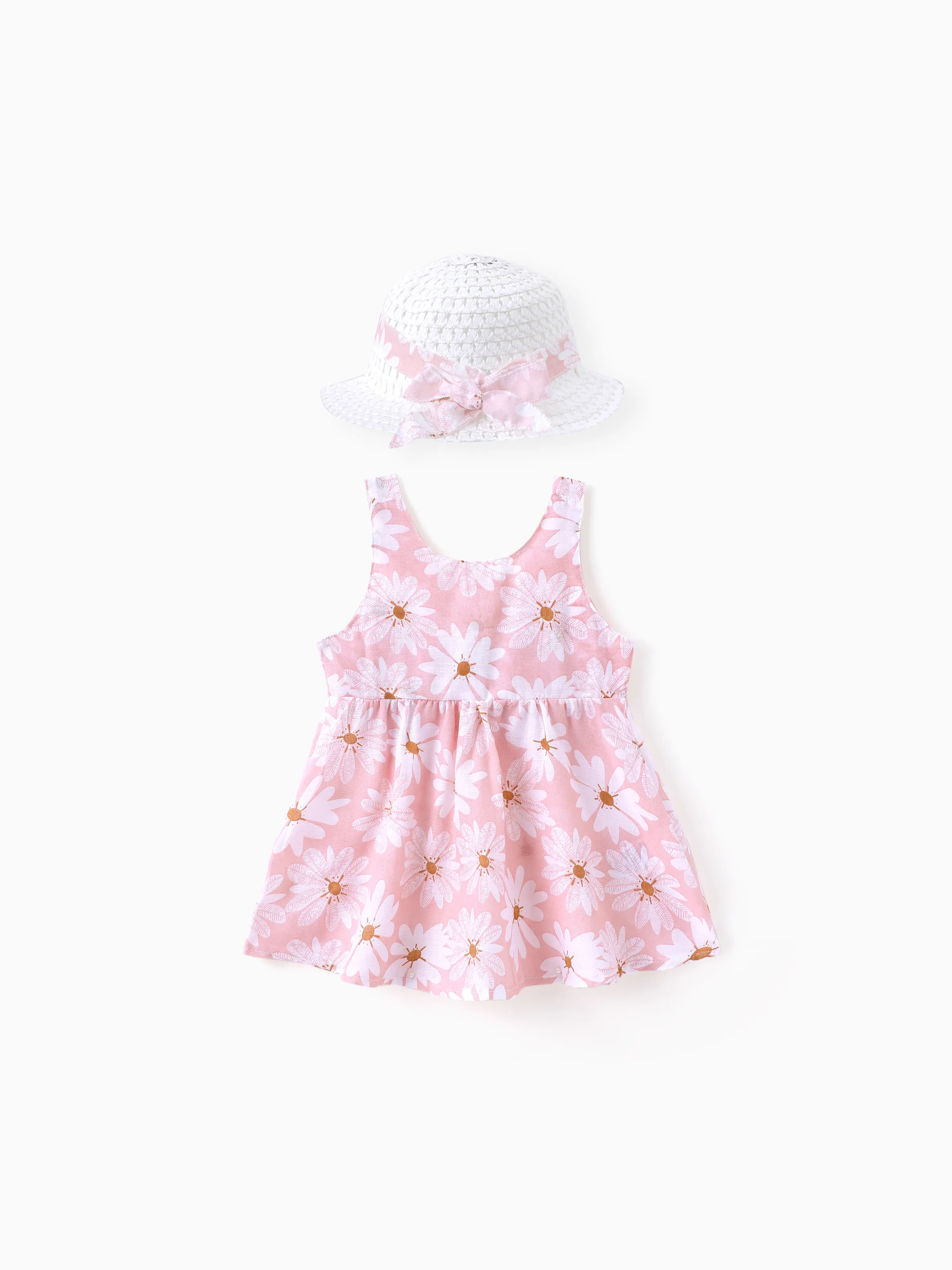 10902-2pcs-baby-girl-little-daisy-bowknot-dress-set-pink-3.webp 2pcs Baby Girl Little Daisy Bowknot Dress Set Pink