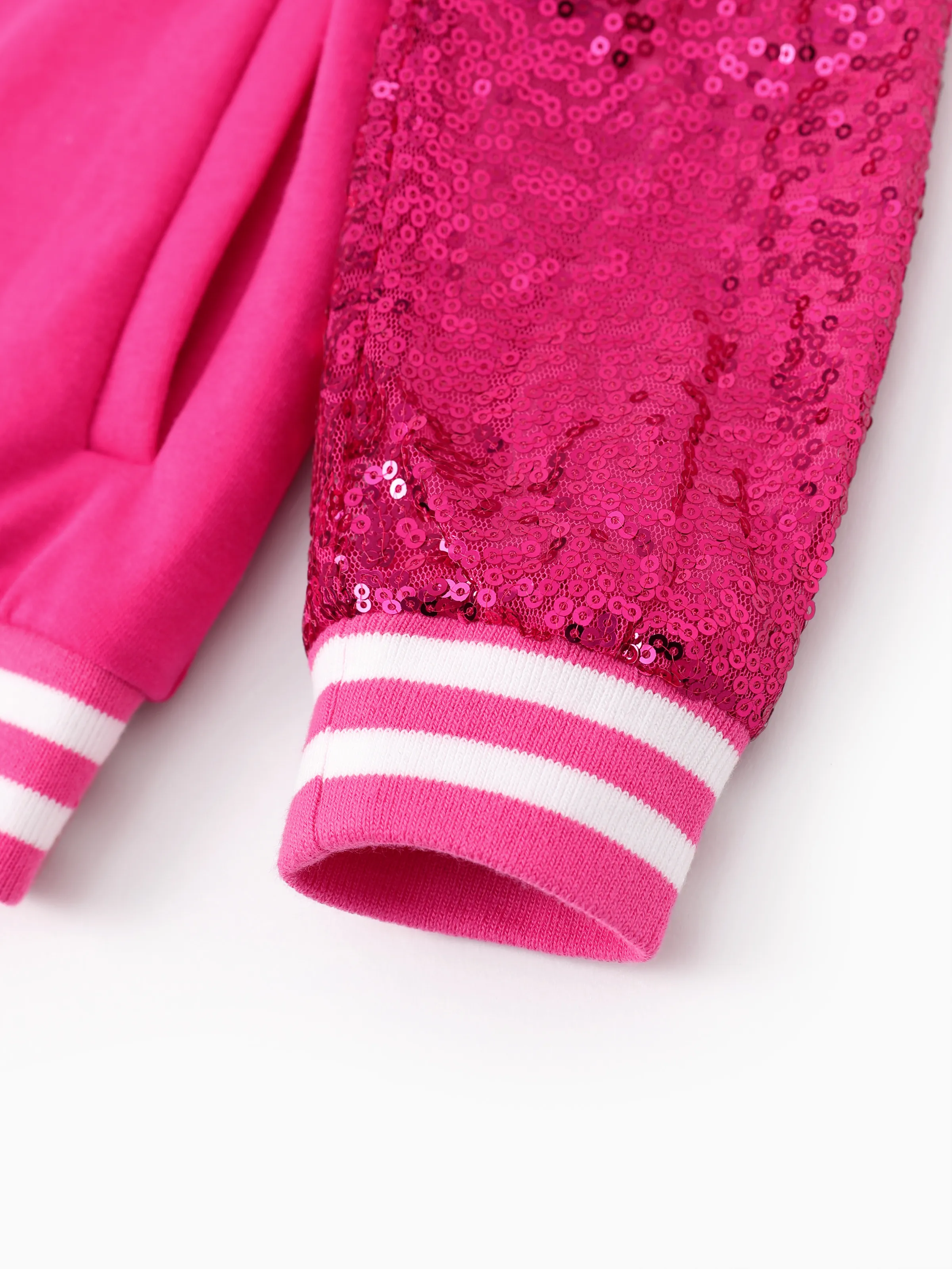 Barbie Outfit Toddler/Kid Girl Sequin-sleeve Bomber Jacket Roseo