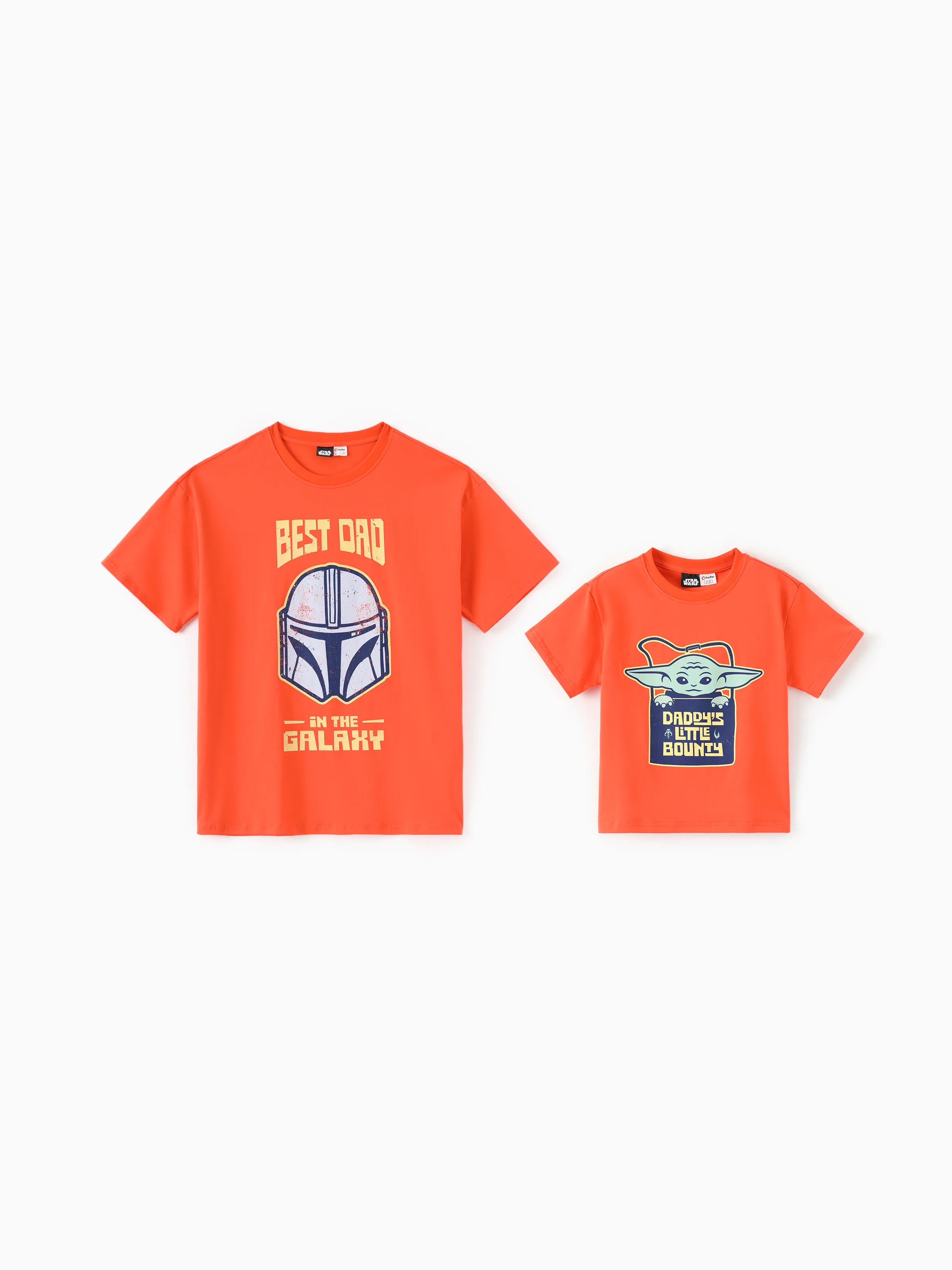 Star Wars Daddy & Me Matching Family Mandalorian & Grogu Cotton Tee Orange red