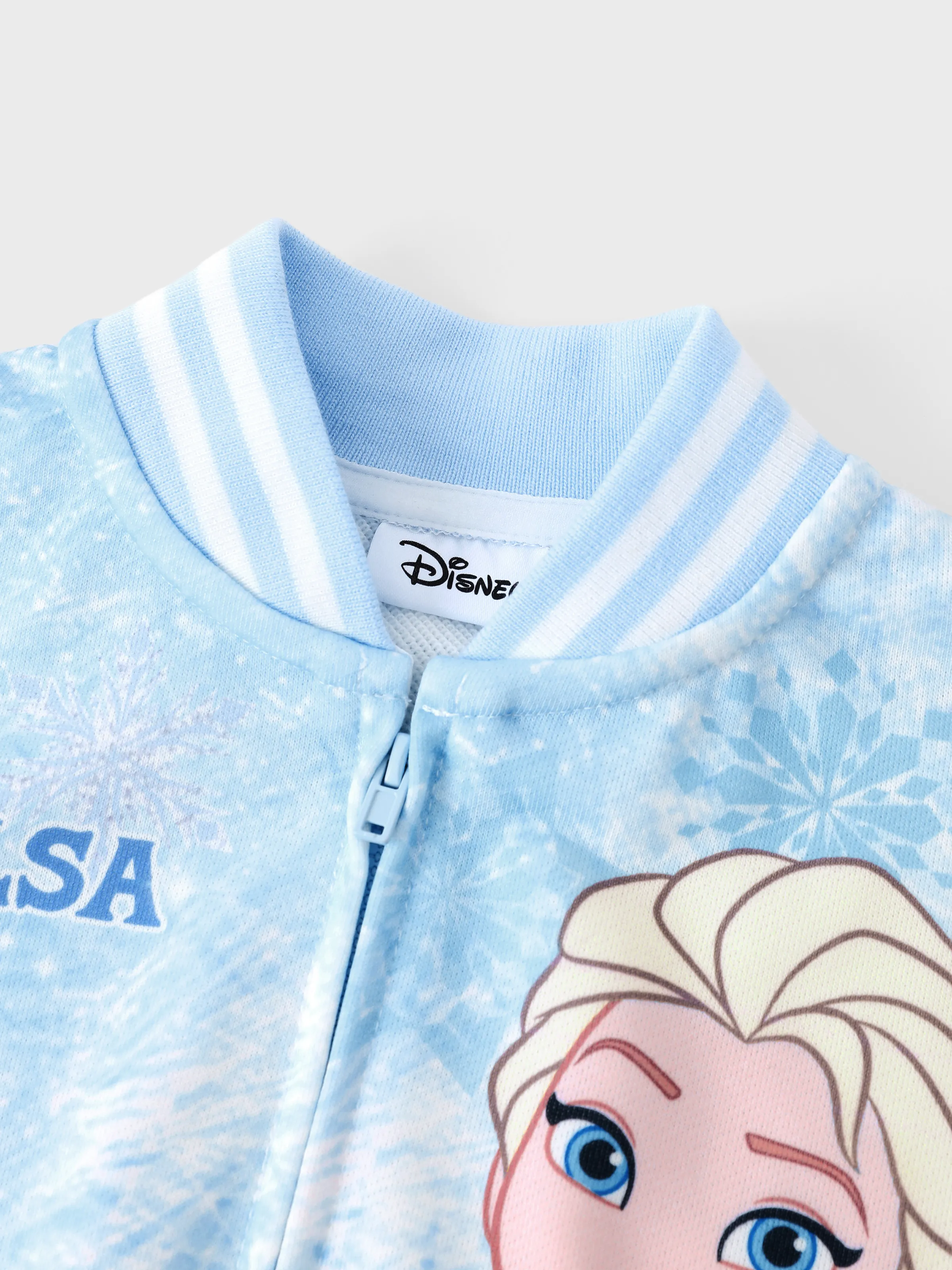 Disney Frozen Toddler Girl Elsa Snowflake Print Bomber Jacket Blue