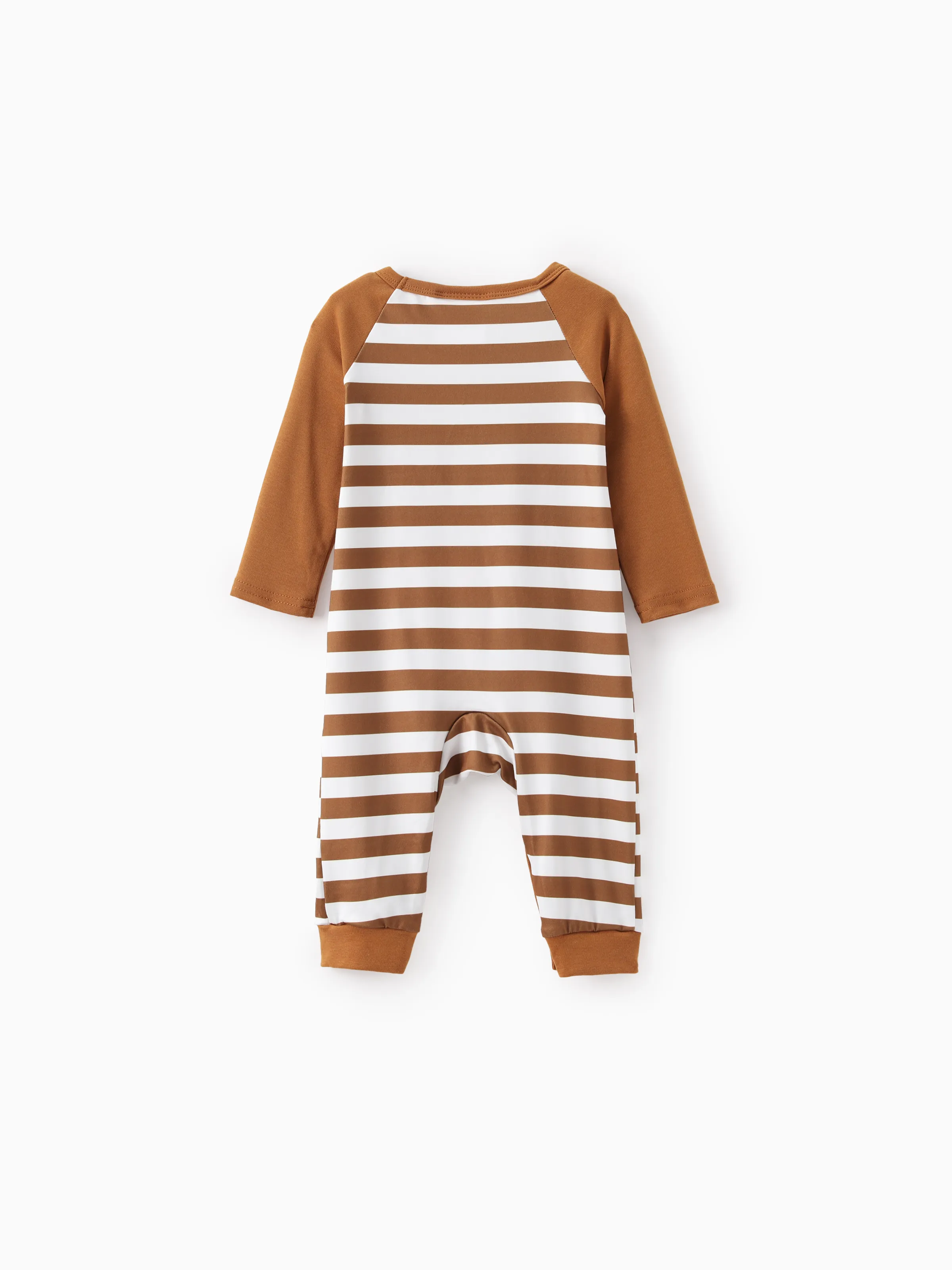 Looney Tunes Baby Boy 1pc Long-sleeve Striped Jumpsuit Brown
