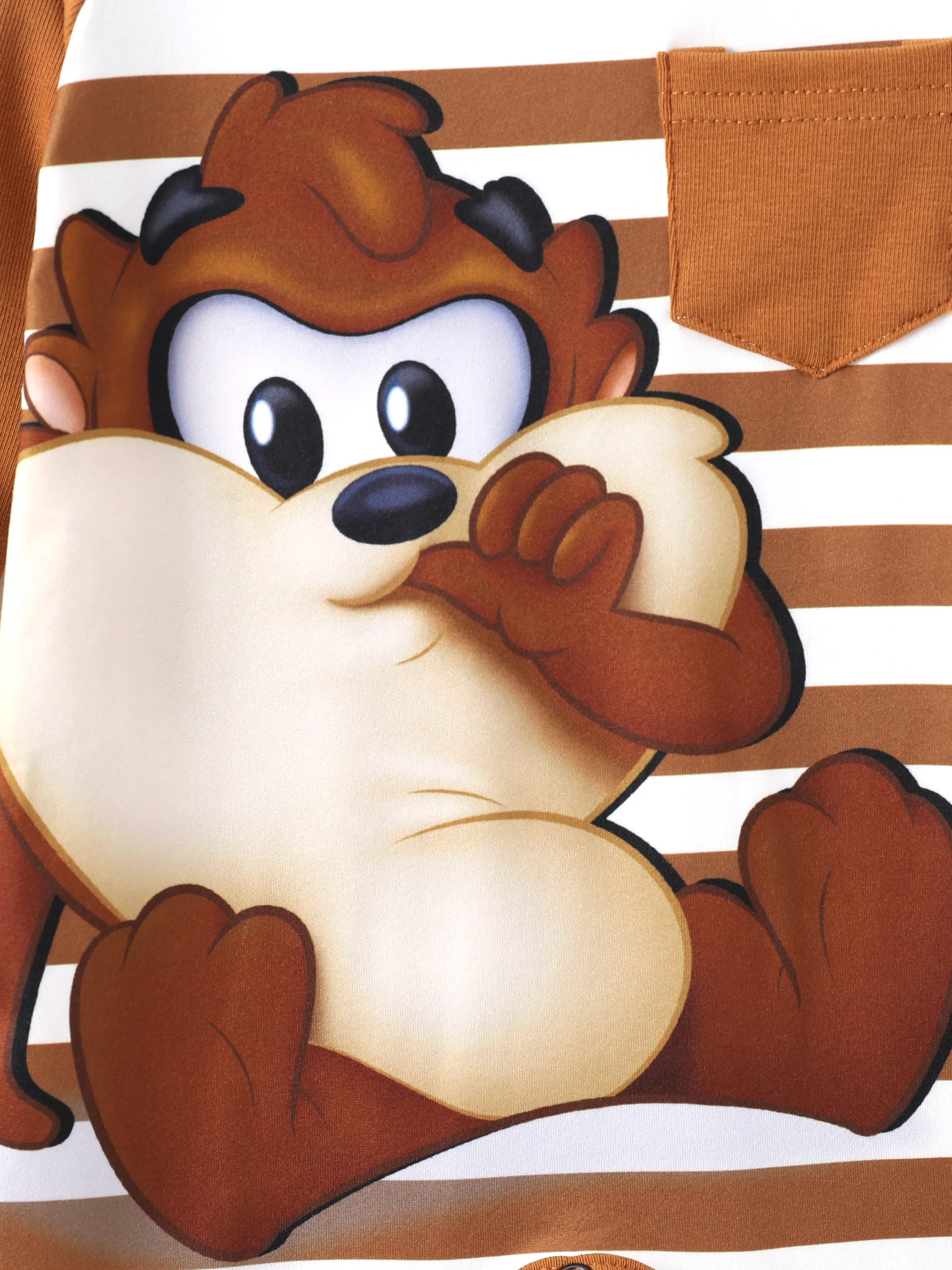 Looney Tunes Baby Boy 1pc Long-sleeve Striped Jumpsuit Brown