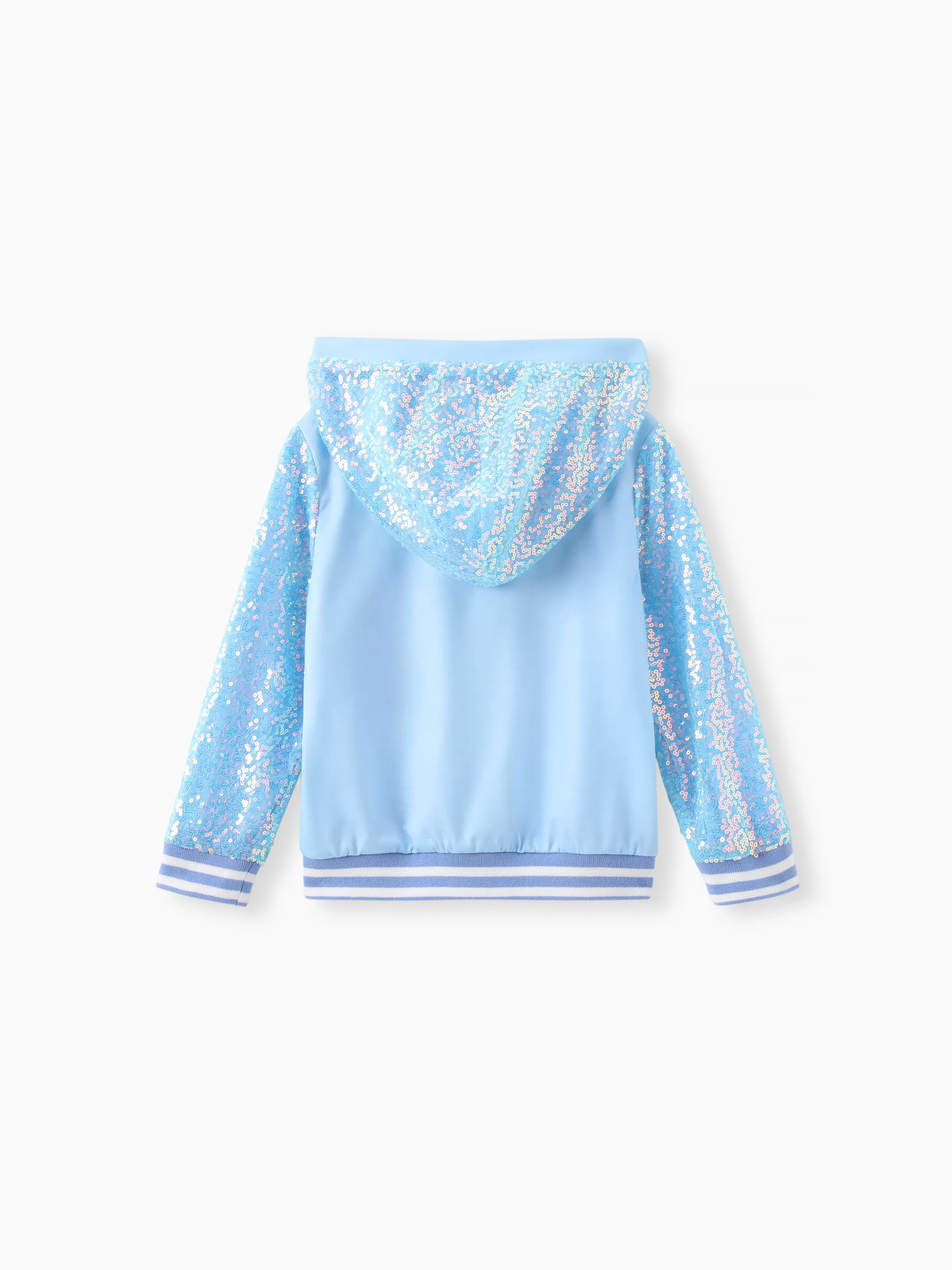 Disney Frozen Toddler Girl Elsa Sequin Hooded Bomber Jacket Blue