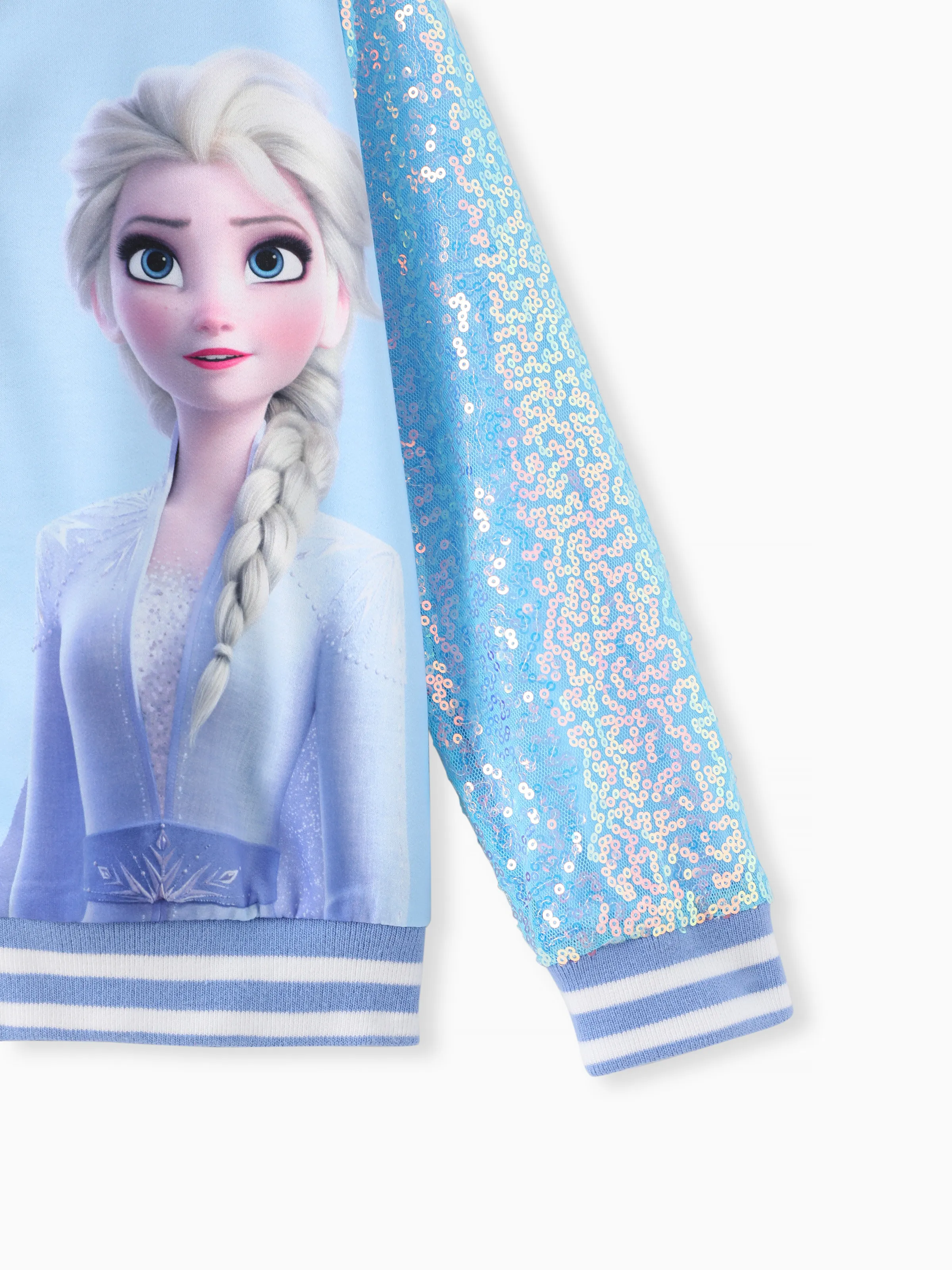 Disney Frozen Toddler Girl Elsa Sequin Hooded Bomber Jacket Blue