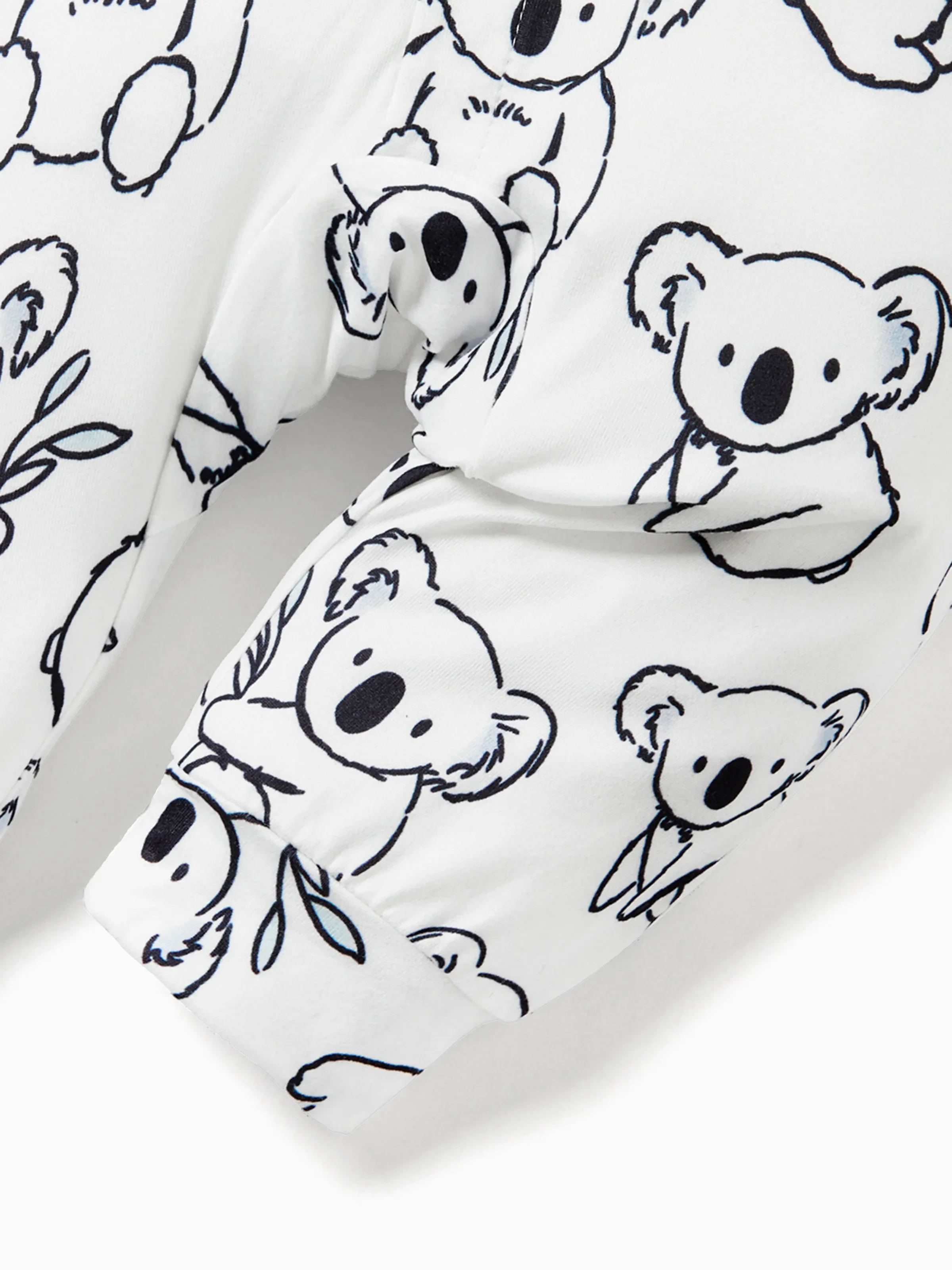 Baby Boy Childlike Panda Button Long Sleeves Jumpsuit White
