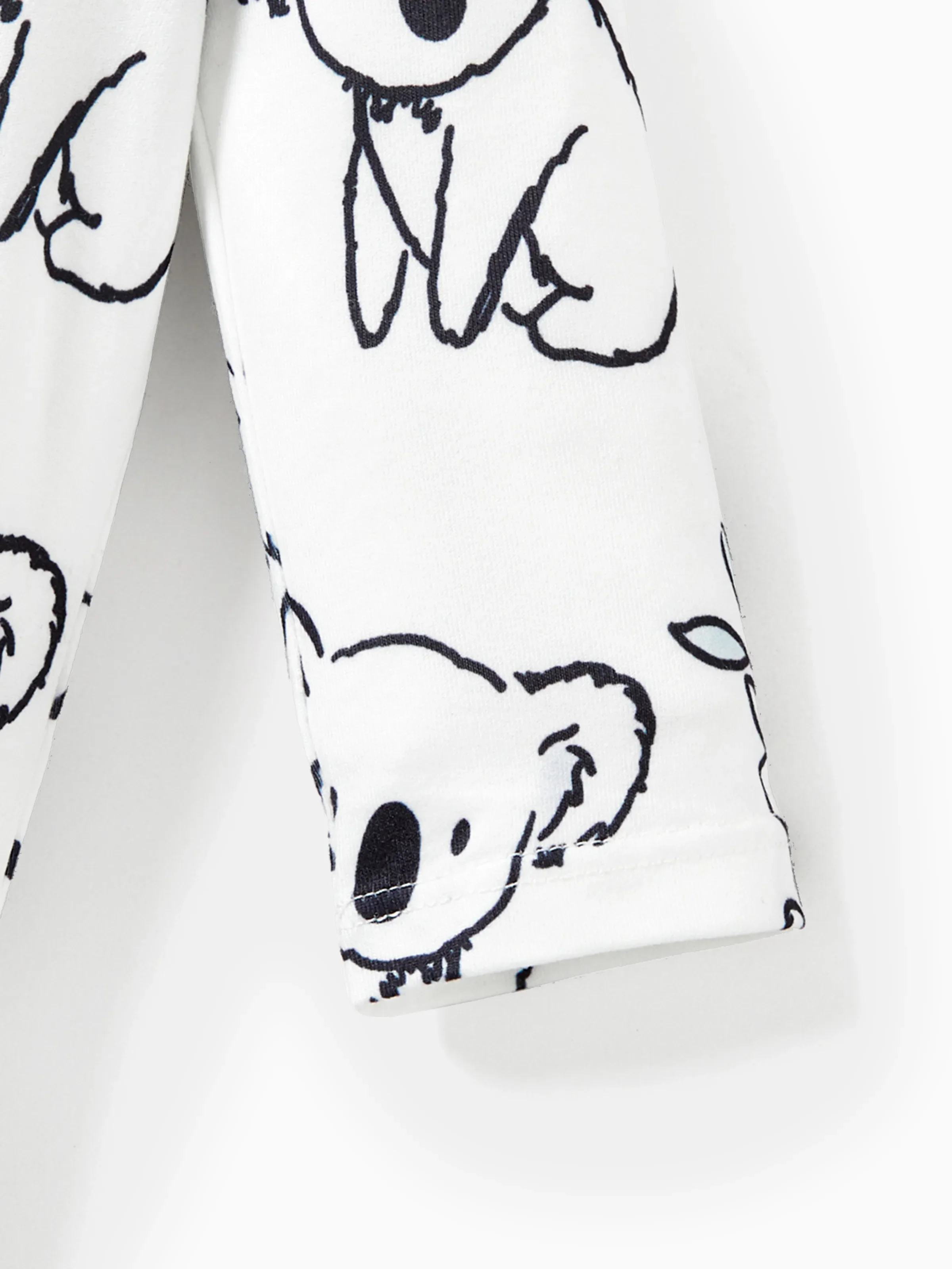 Baby Boy Childlike Panda Button Long Sleeves Jumpsuit White