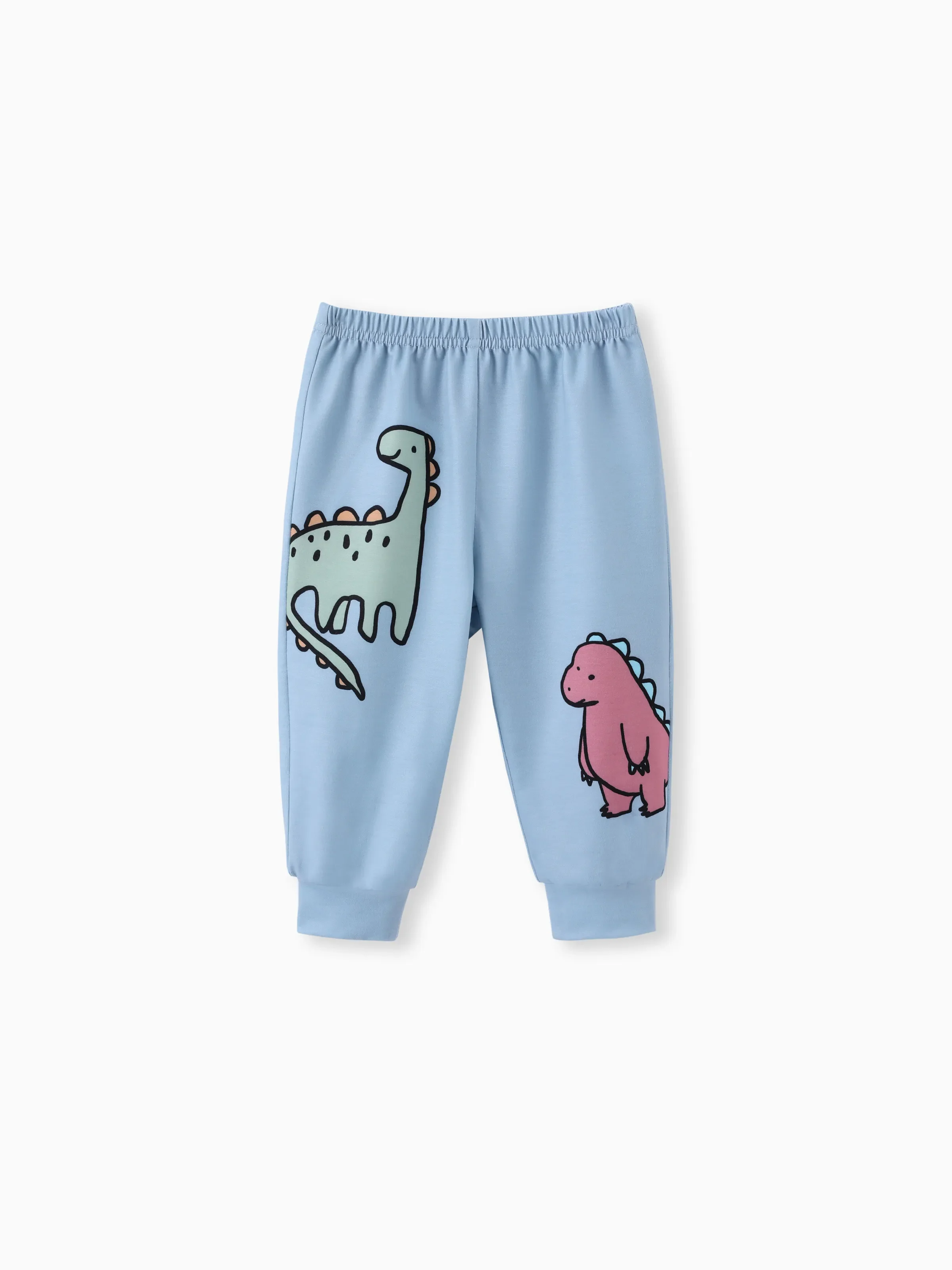 Baby Boy Clothes 2pcs Dinosaur/ Vehicle Print Sweatshirt and Pants Set Blue grey