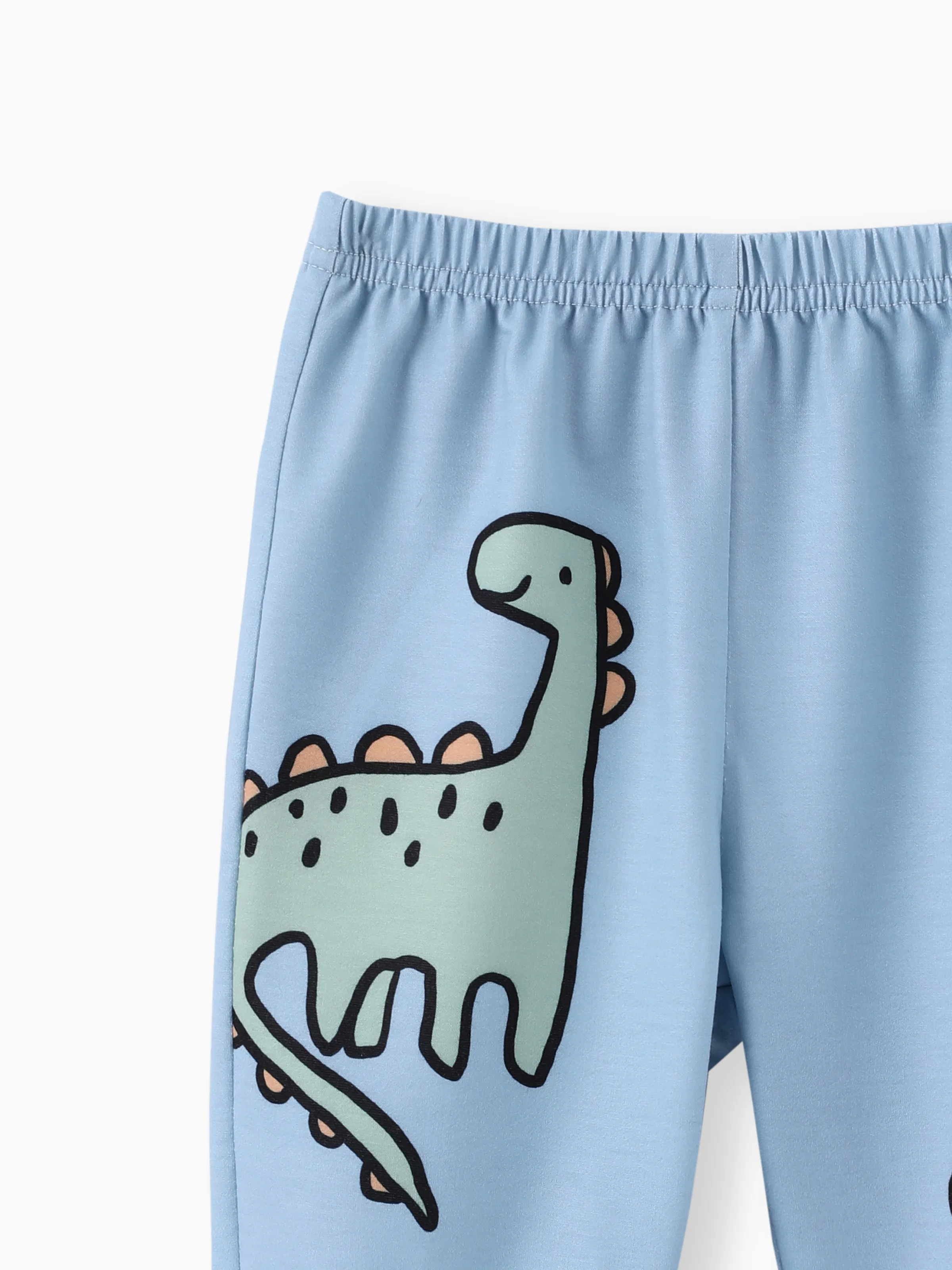 Baby Boy Clothes 2pcs Dinosaur/ Vehicle Print Sweatshirt and Pants Set Blue grey