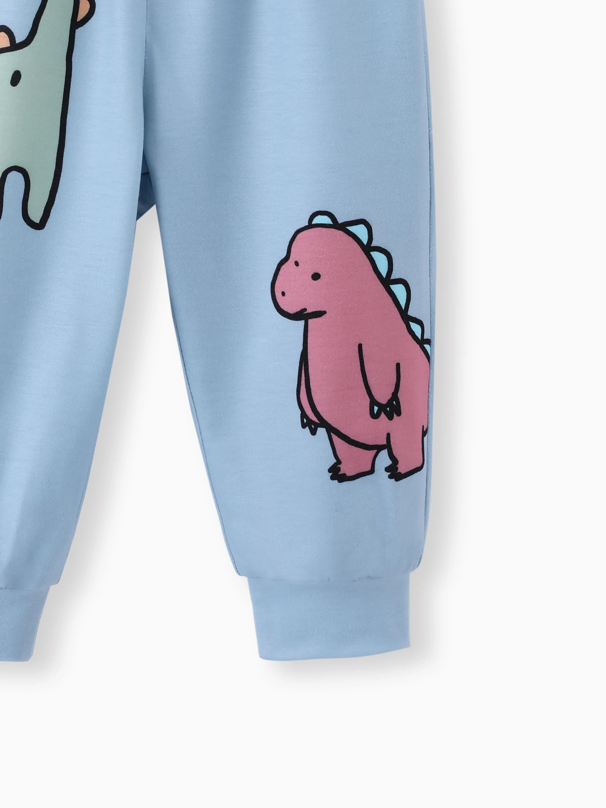 Baby Boy Clothes 2pcs Dinosaur/ Vehicle Print Sweatshirt and Pants Set Blue grey