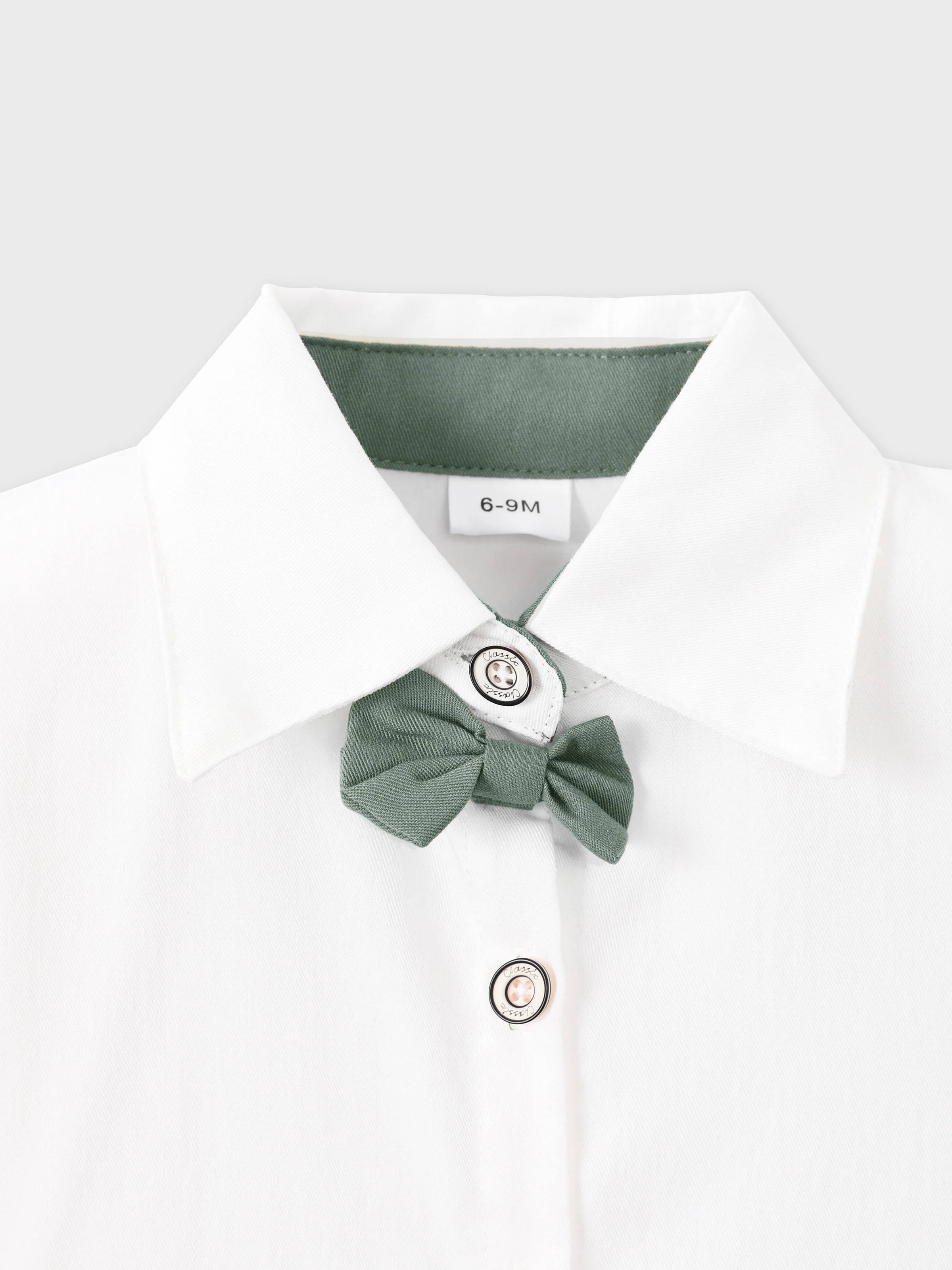 Baby Boy Party Gentle Bow Tie Shirt and Suspender Shorts Set White