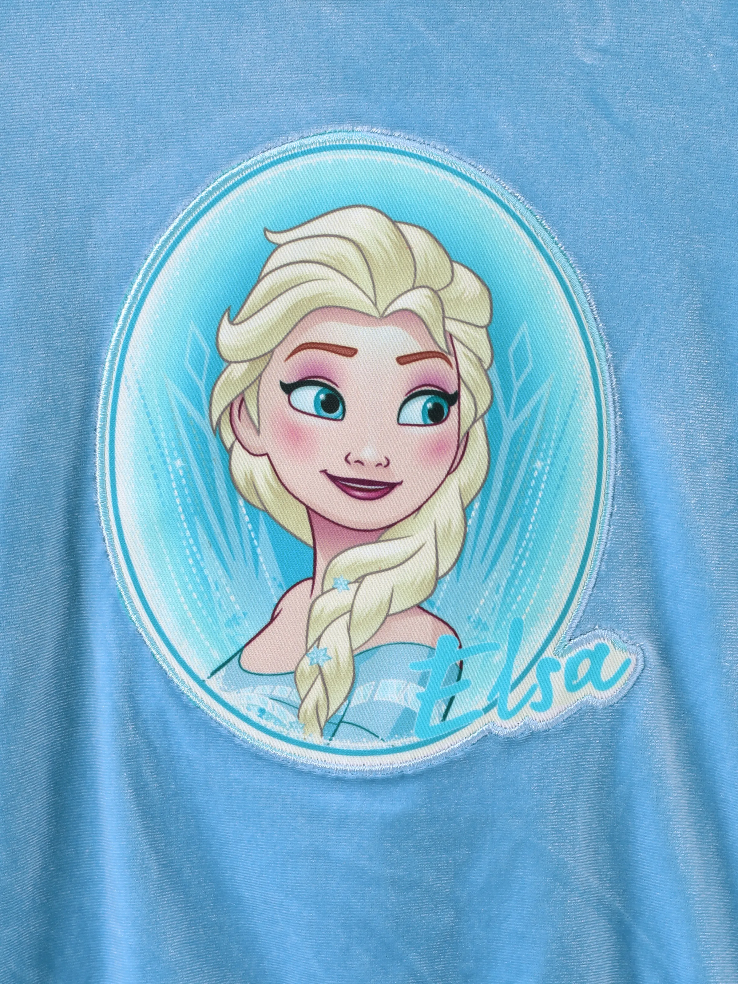Disney Frozen Toddler Girl 2pcs Elsa Velvet Hoodie with Flare Pants Set Blue
