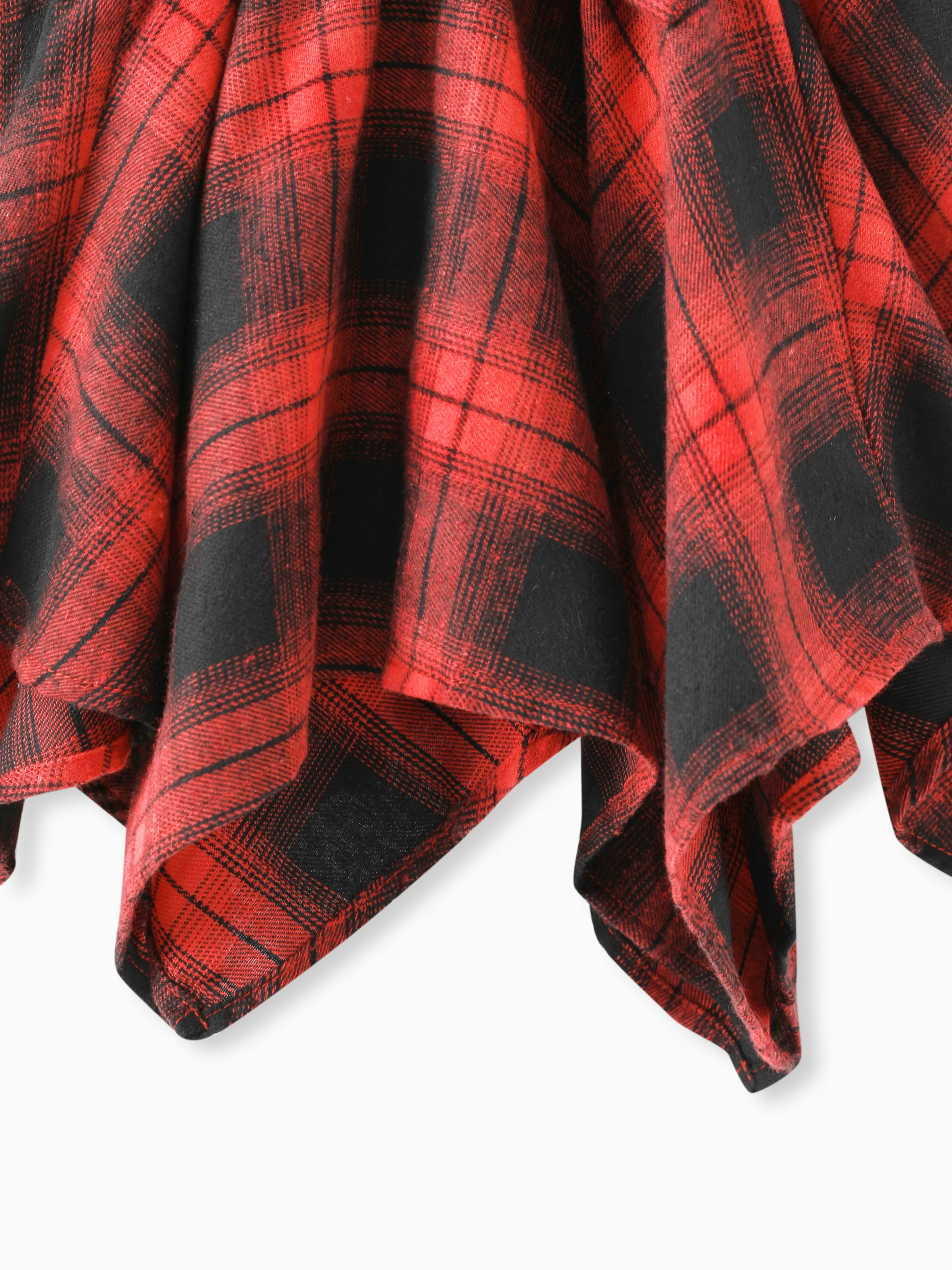 Toddler Girl Plaid Irregular Hem Splice Long-sleeve Dress Black