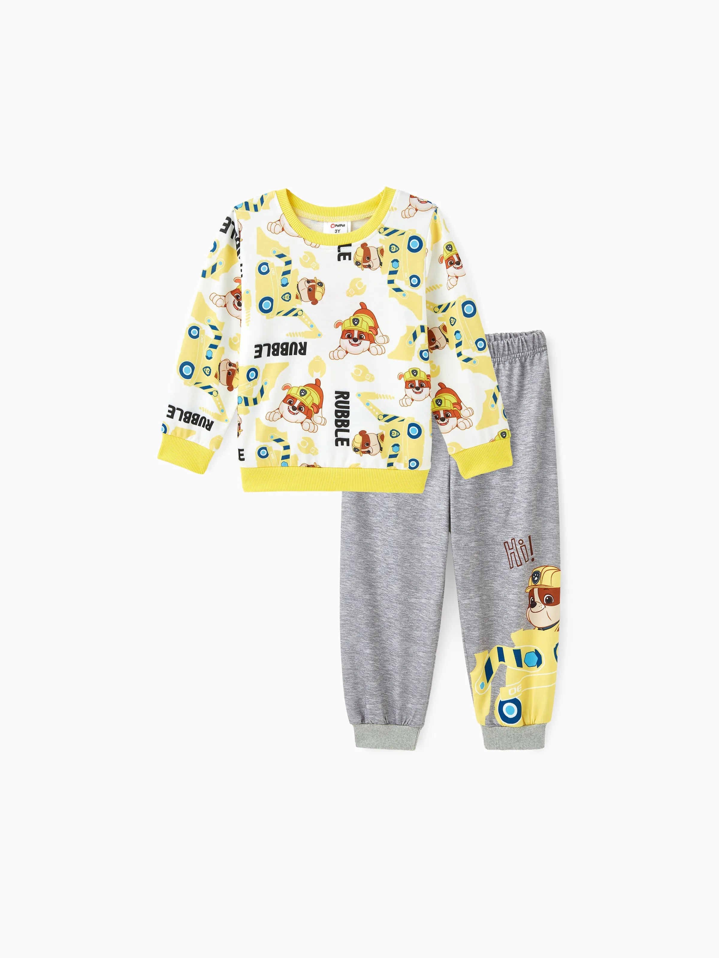 Paw Patrol Toddler Boy Rubble Sweatshirt and Pants Set Yellow