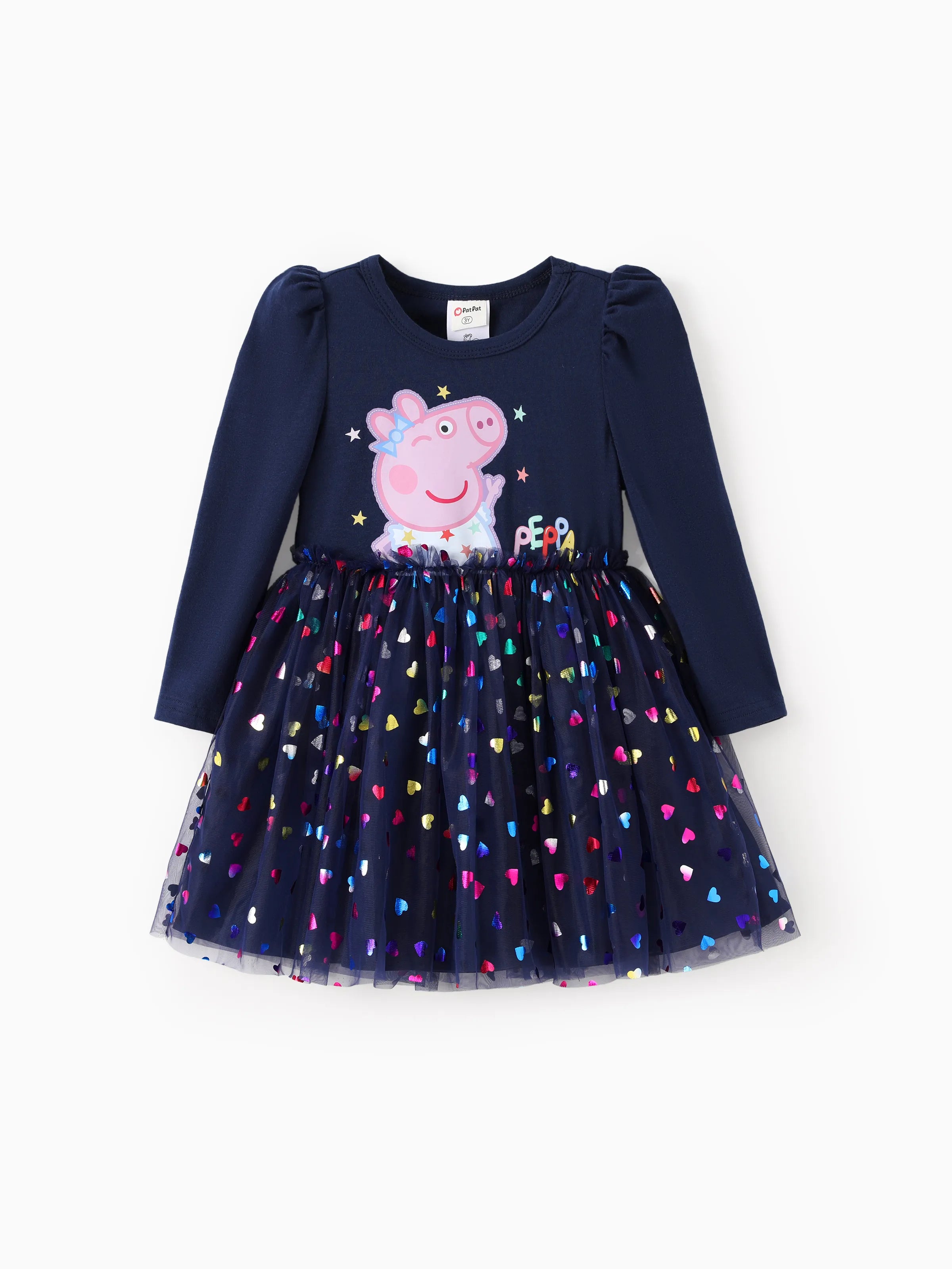 11768-peppa-pig-toddler-girl-peppa-pattern-long-sleeve-cotton-dress-deep-blue-1.jpg Peppa Pig Toddler Girl Peppa Pattern Long Sleeve Cotton Dress Deep Blue