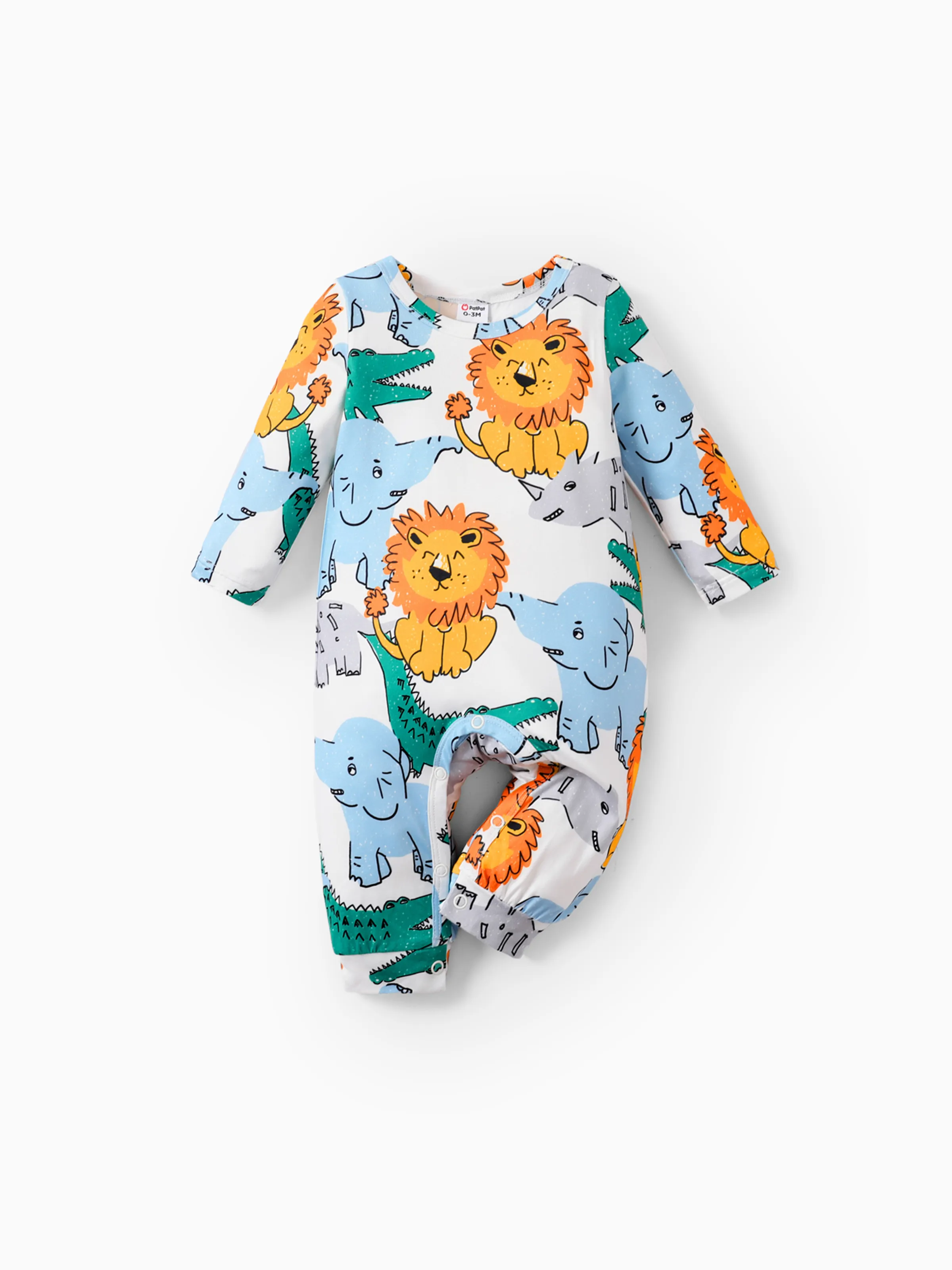 Baby Boy Childlike Panda Button Long Sleeves Jumpsuit Multi-color