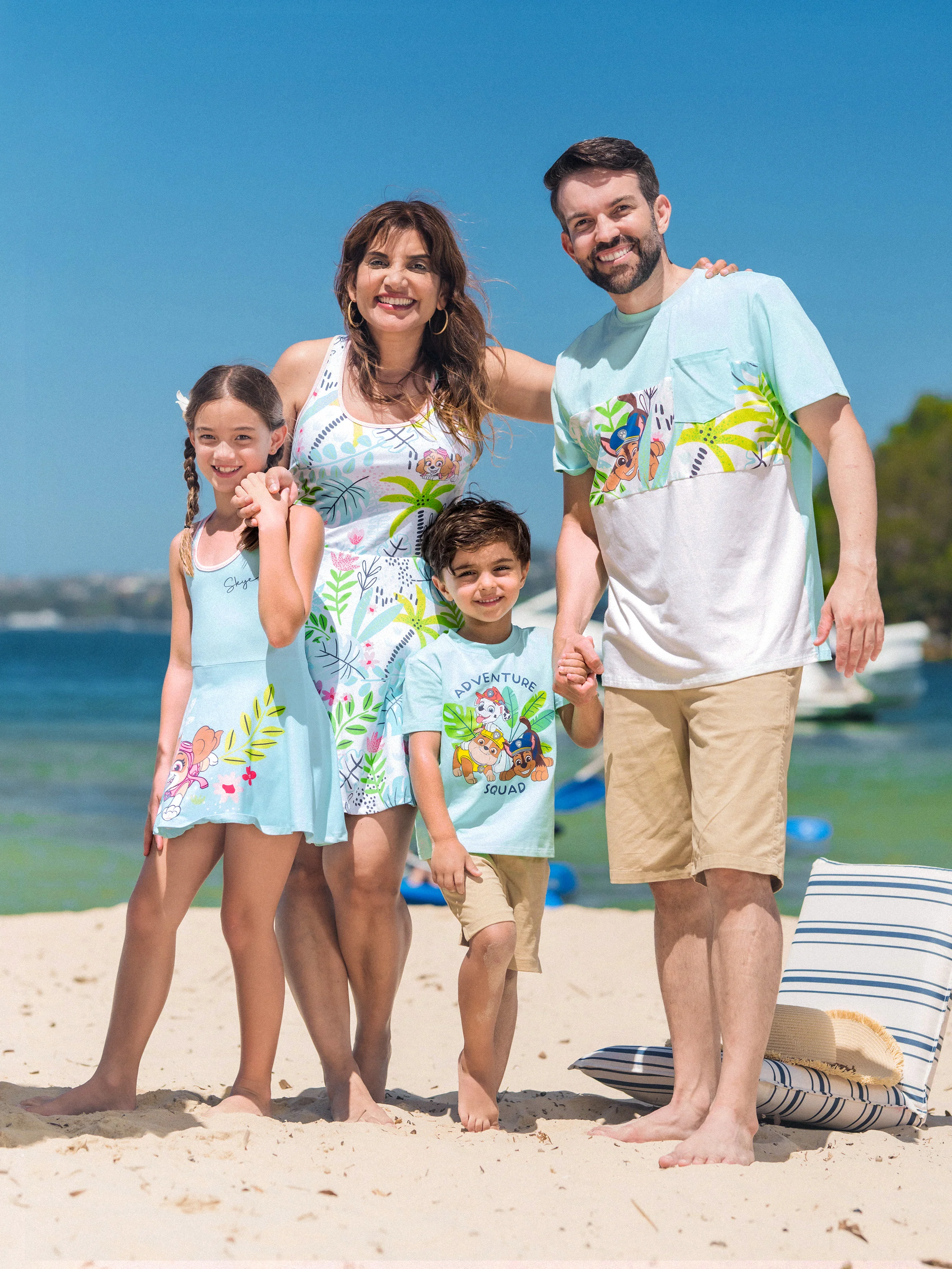 PAW Patrol Matching Family Floral Dress with Built-in Shorts & Pockets/ Cotton Top Turquoise
