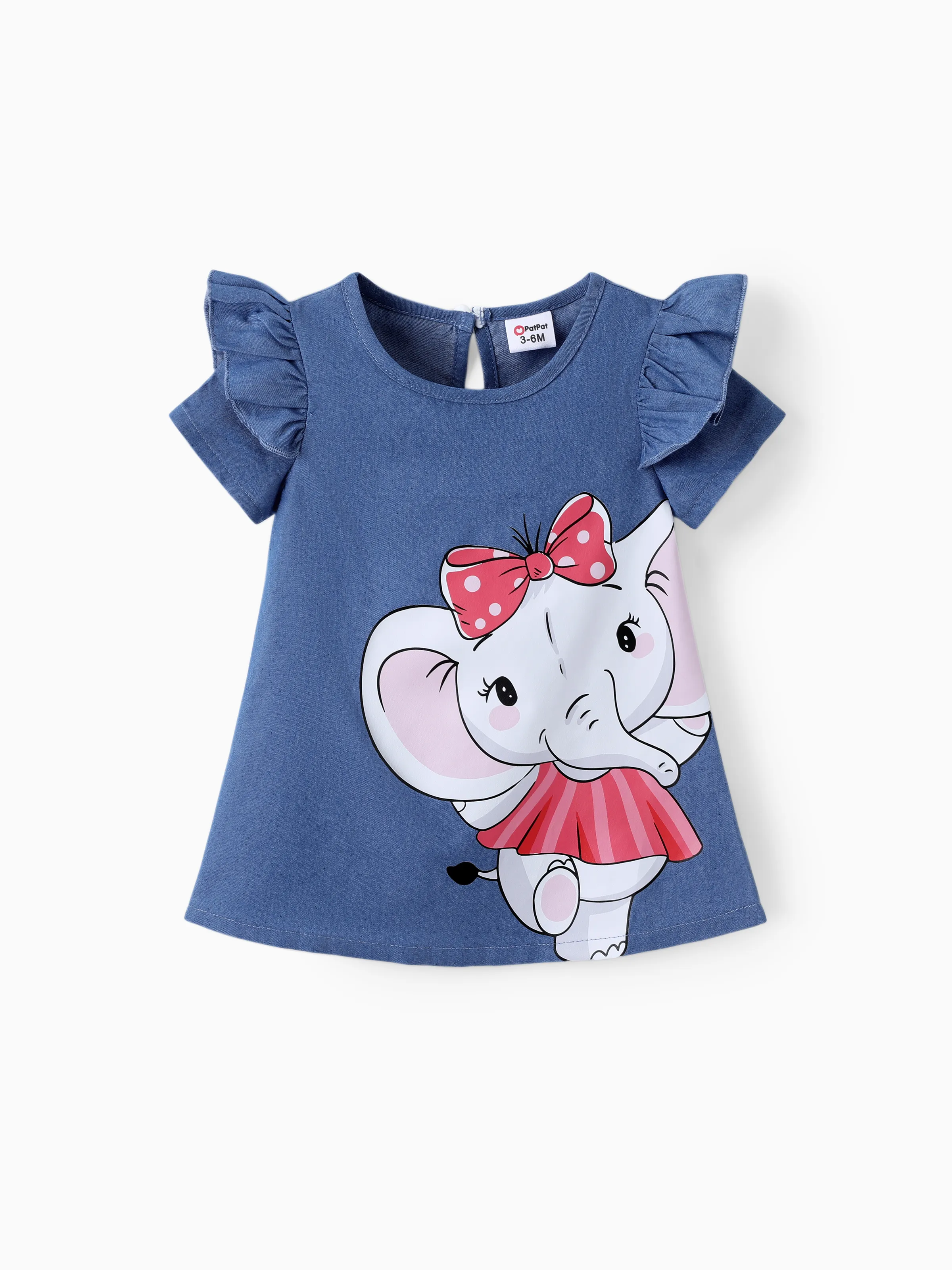 Baby Girl Cute Cat Print Ruffled Short-sleeve Dress Rosy pink