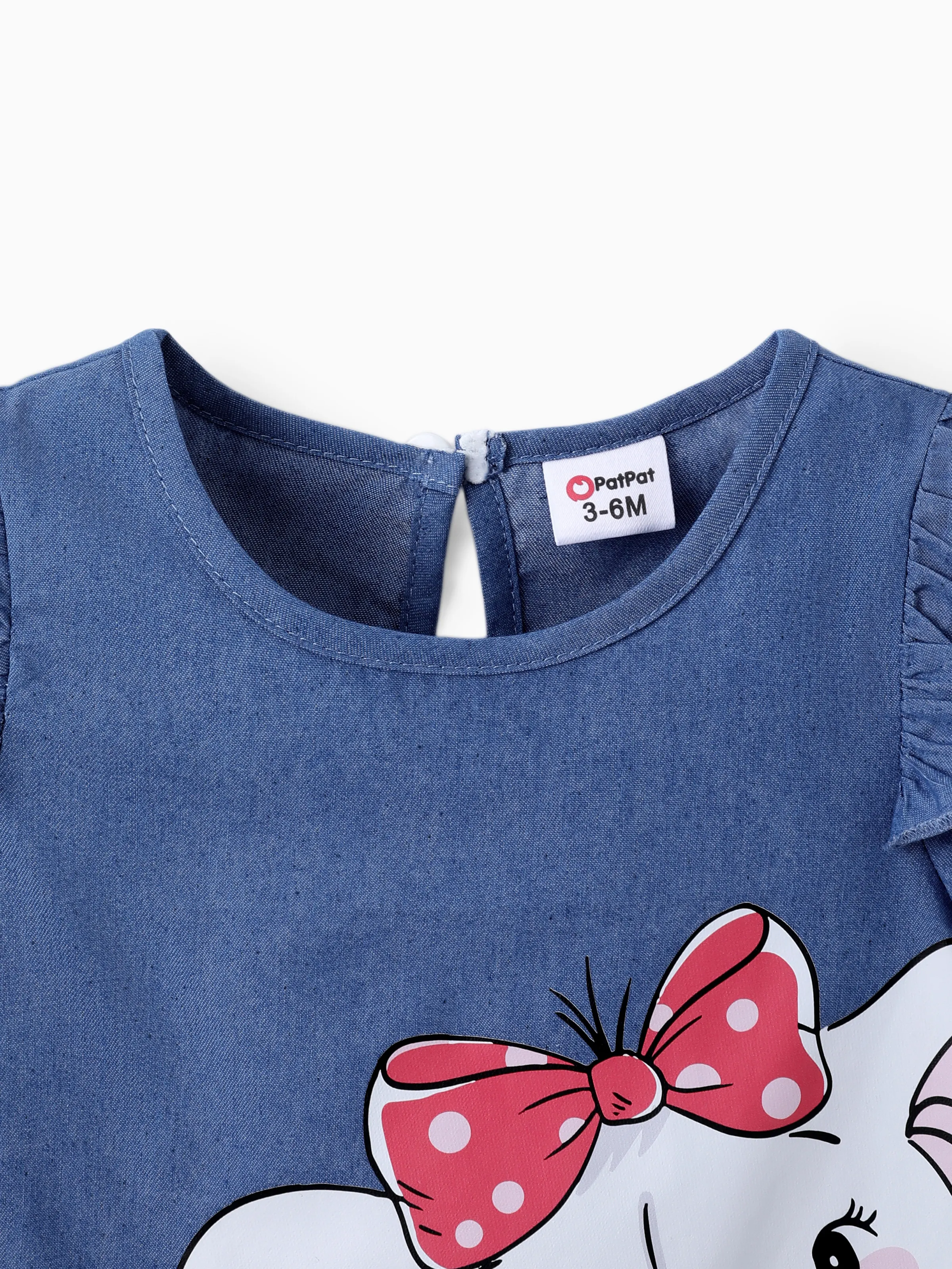 Baby Girl Cute Cat Print Ruffled Short-sleeve Dress Rosy pink