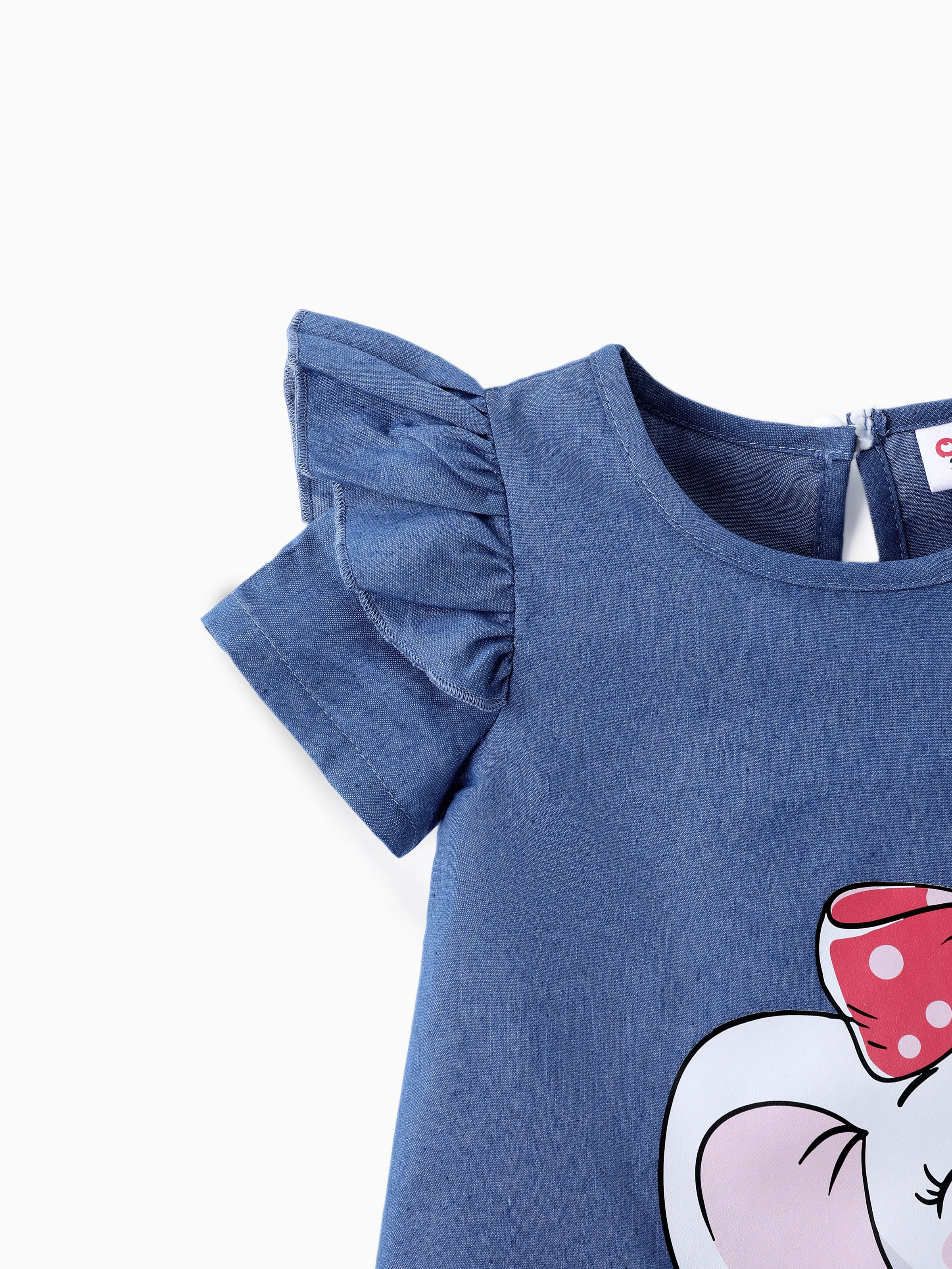 Baby Girl Cute Cat Print Ruffled Short-sleeve Dress Rosy pink