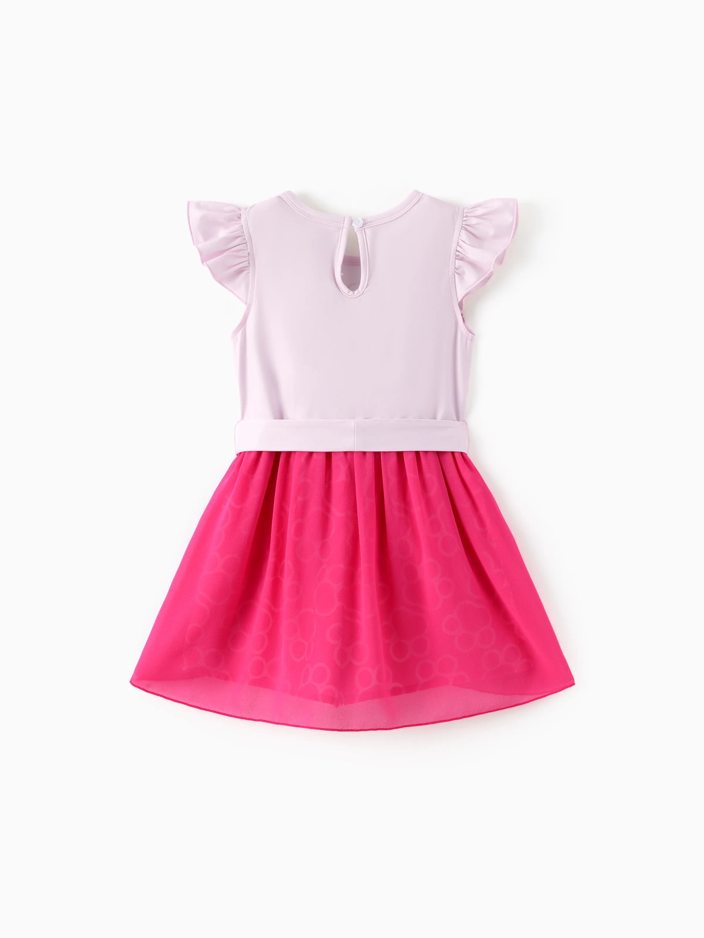 PAW Patrol Toddler Girl Skye Mesh Splice Flutter-sleeve Jumpsuit Hot Pink