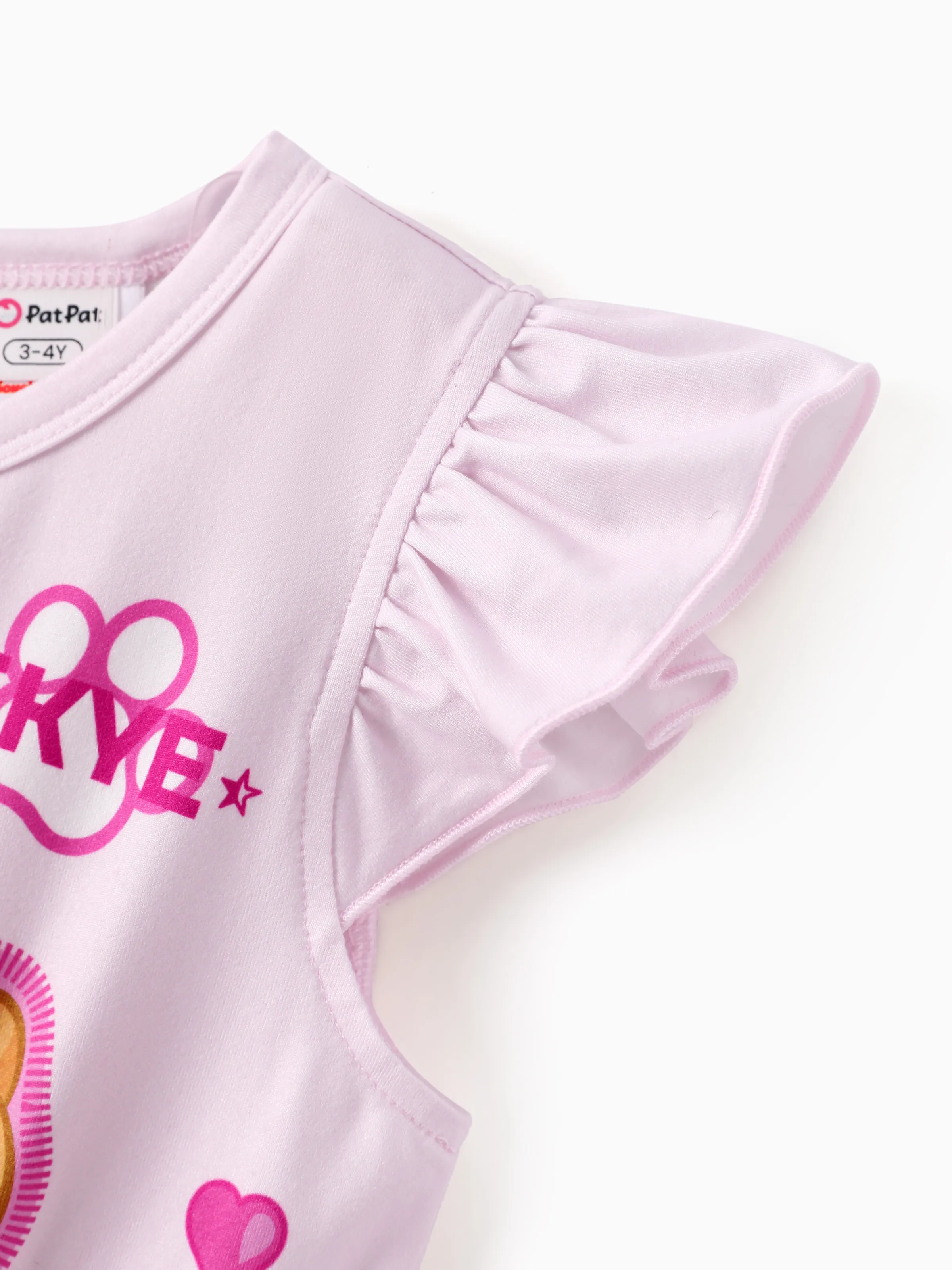 PAW Patrol Toddler Girl Skye Mesh Splice Flutter-sleeve Jumpsuit Hot Pink