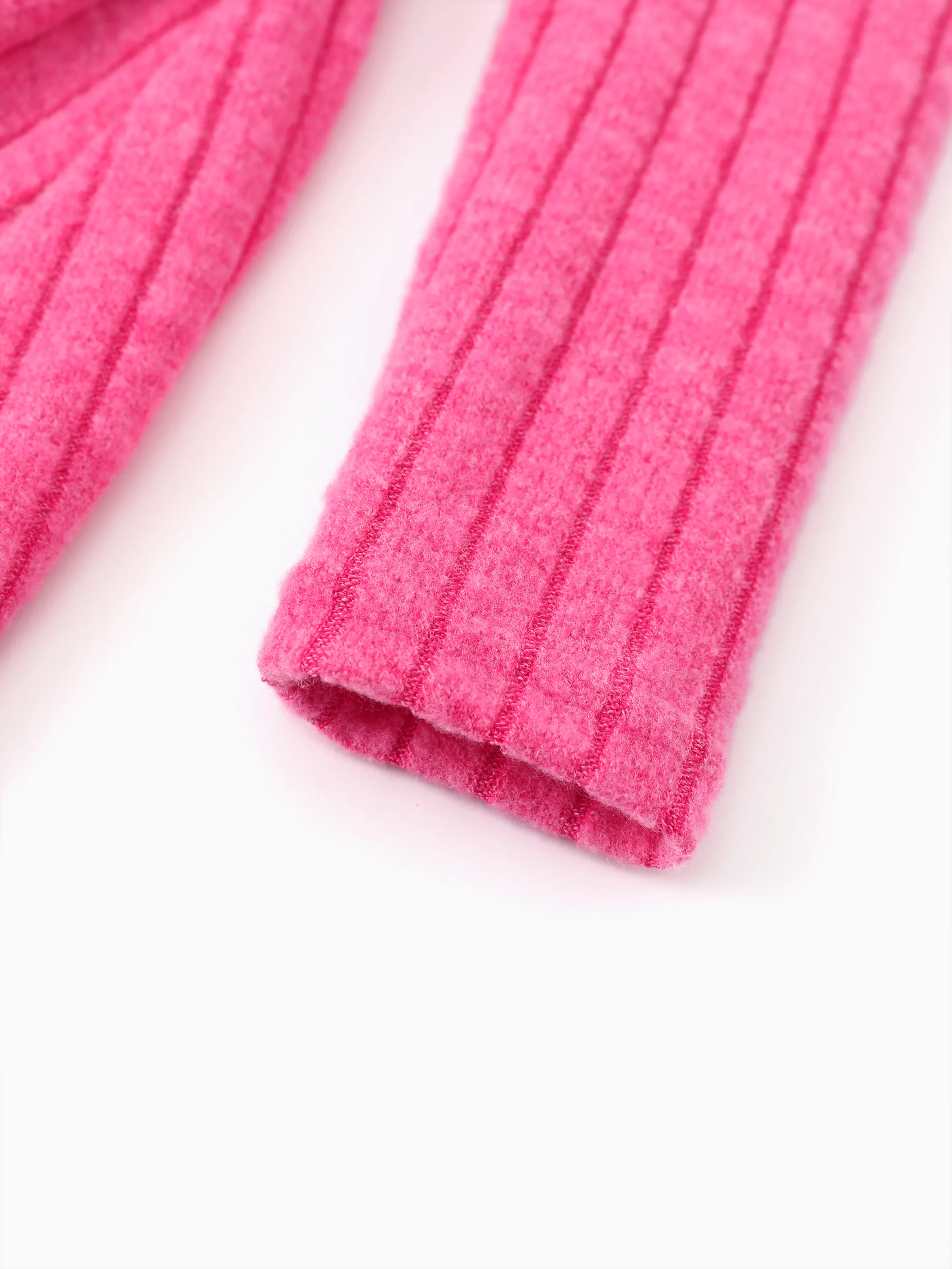 Barbie Toddler/Kids Girl Ribbed Knit Fabric Terry Embroidery Dress Hot Pink