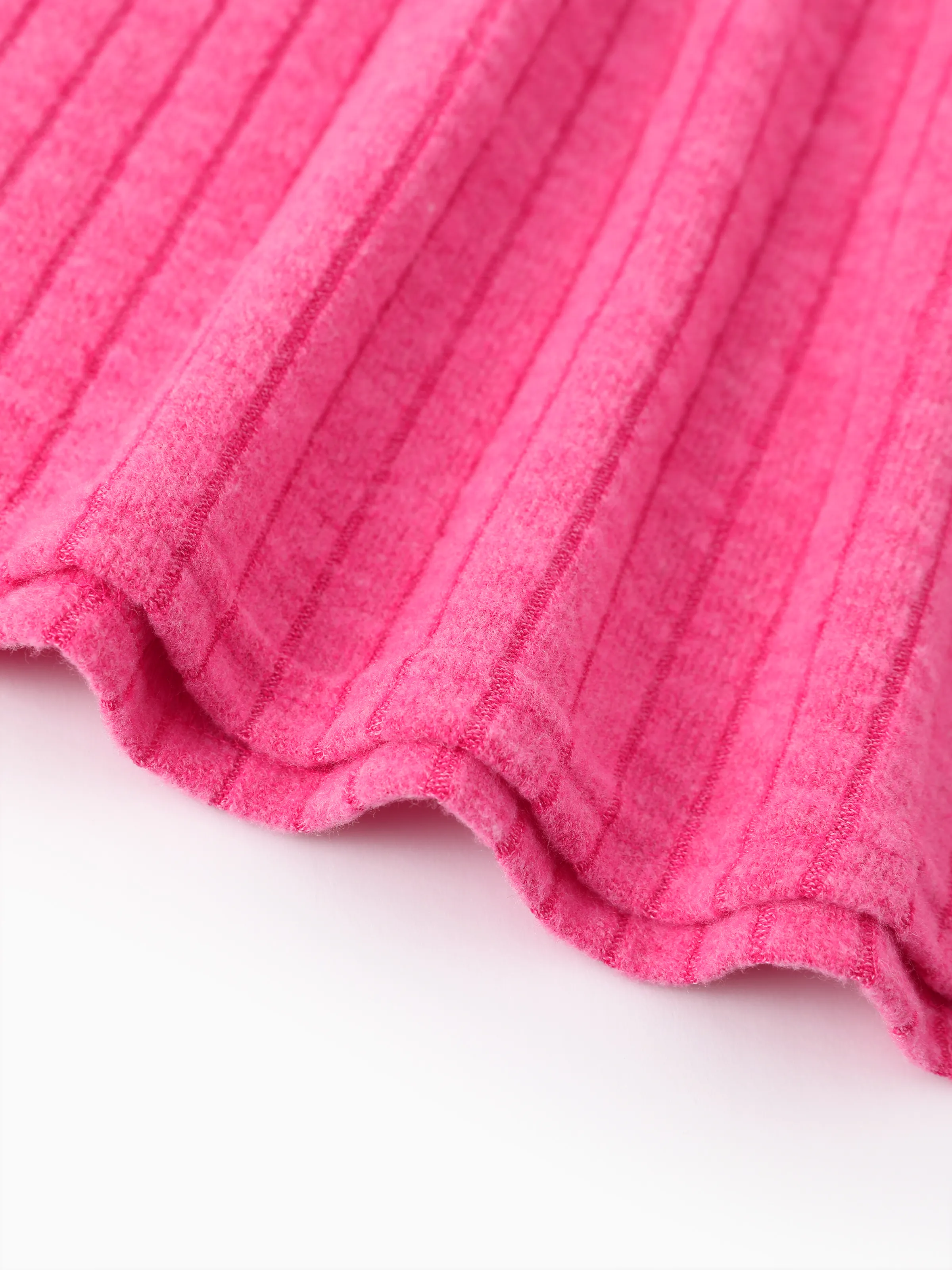 Barbie Toddler/Kids Girl Ribbed Knit Fabric Terry Embroidery Dress Hot Pink