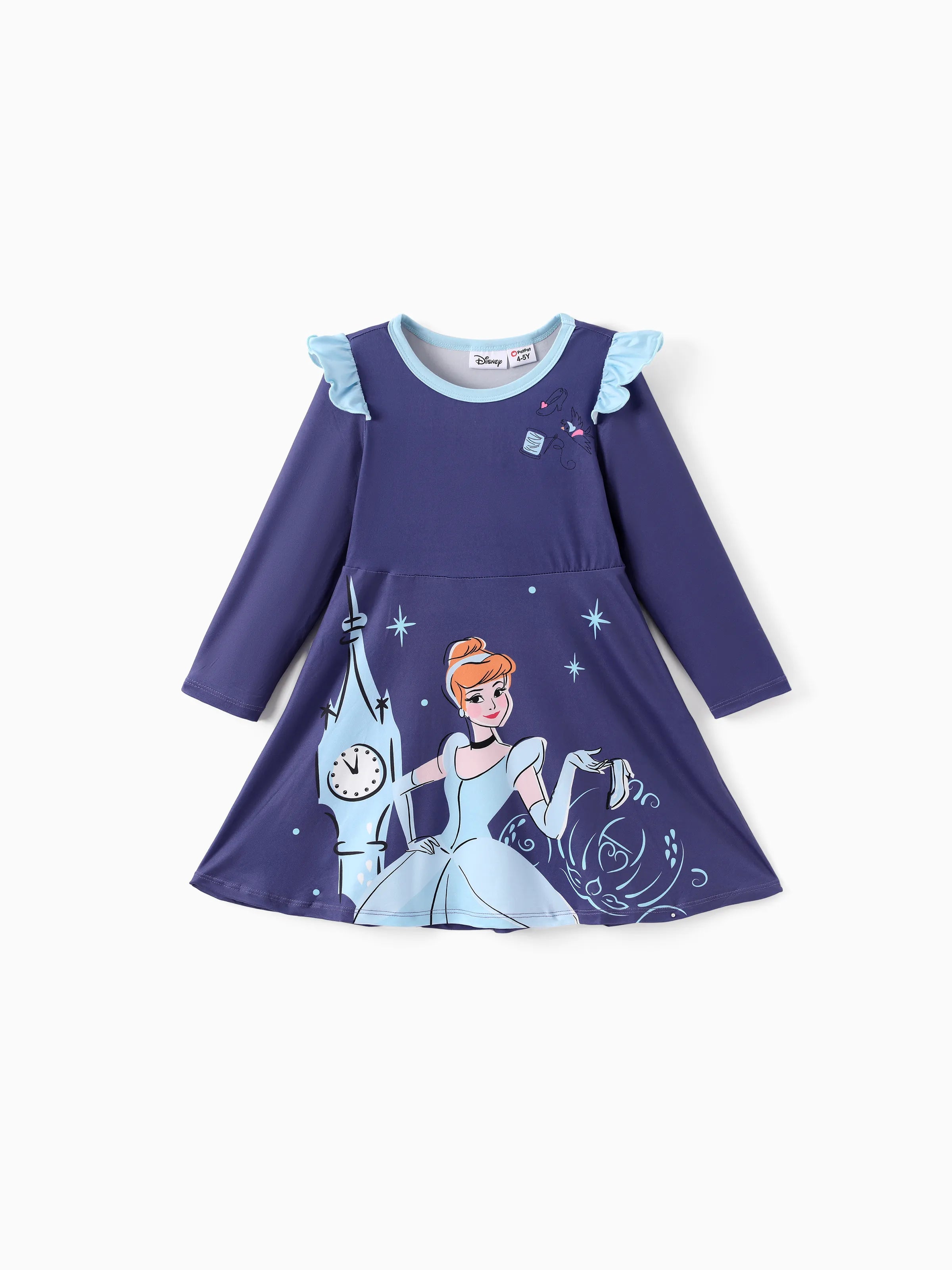 Disney Princess Toddler Girl Cinderella Print Ruffled Dress Purple
