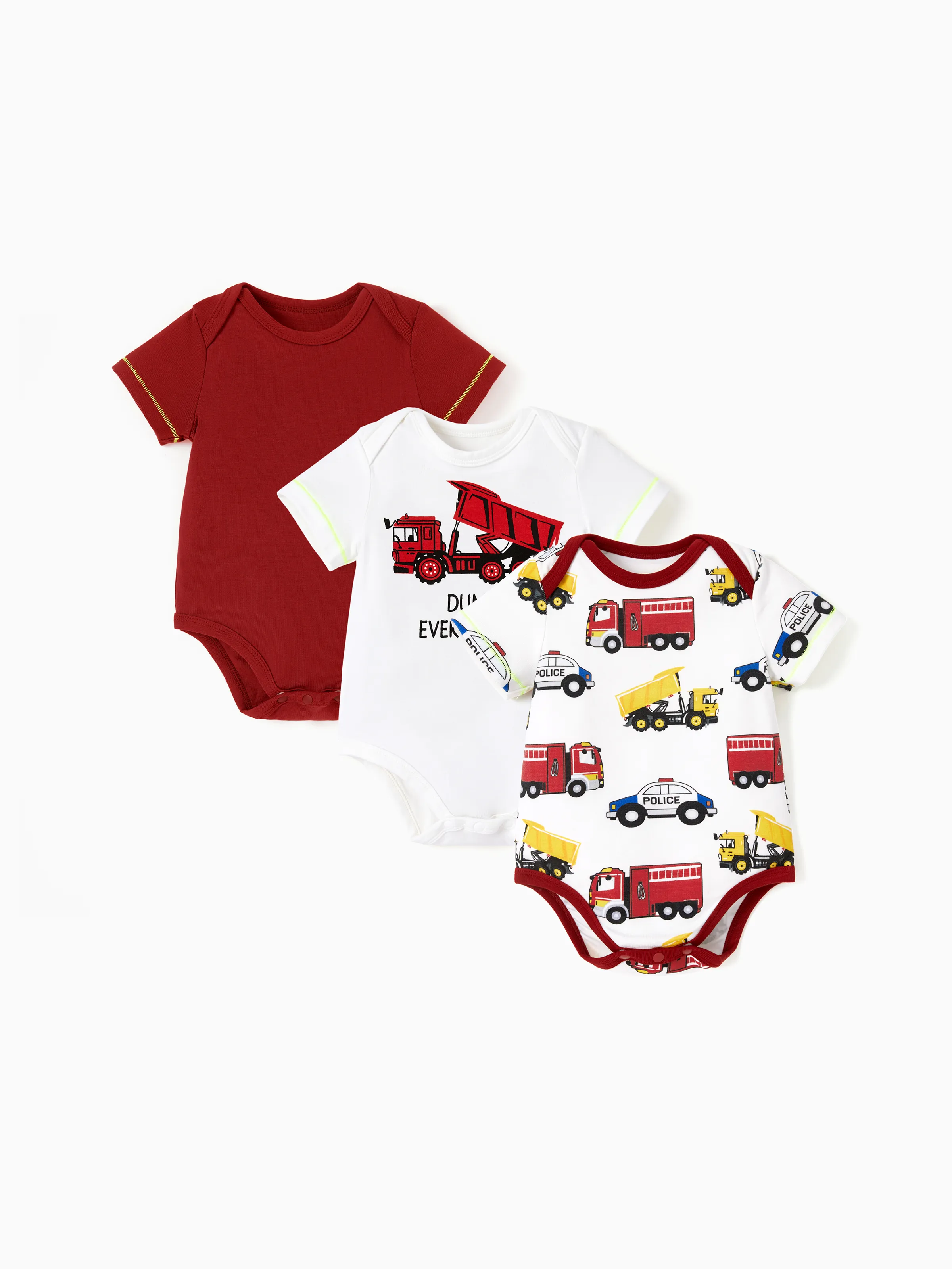 Baby Boy/Girl Playful Print 3pcs Rompers Set Red