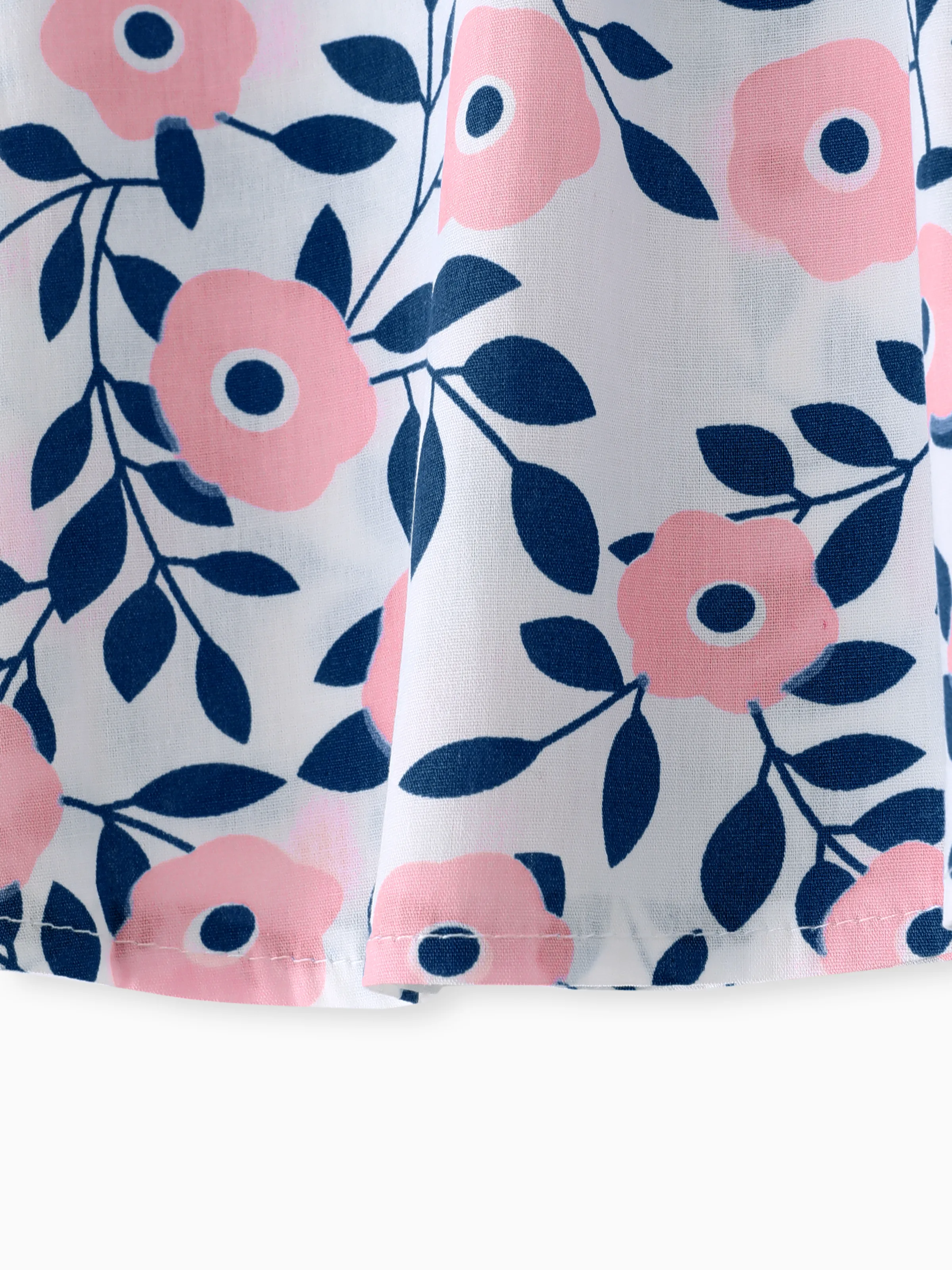 2pcs Floral Print Bowknot Sleeveless Baby Dress & Hat Set Pink