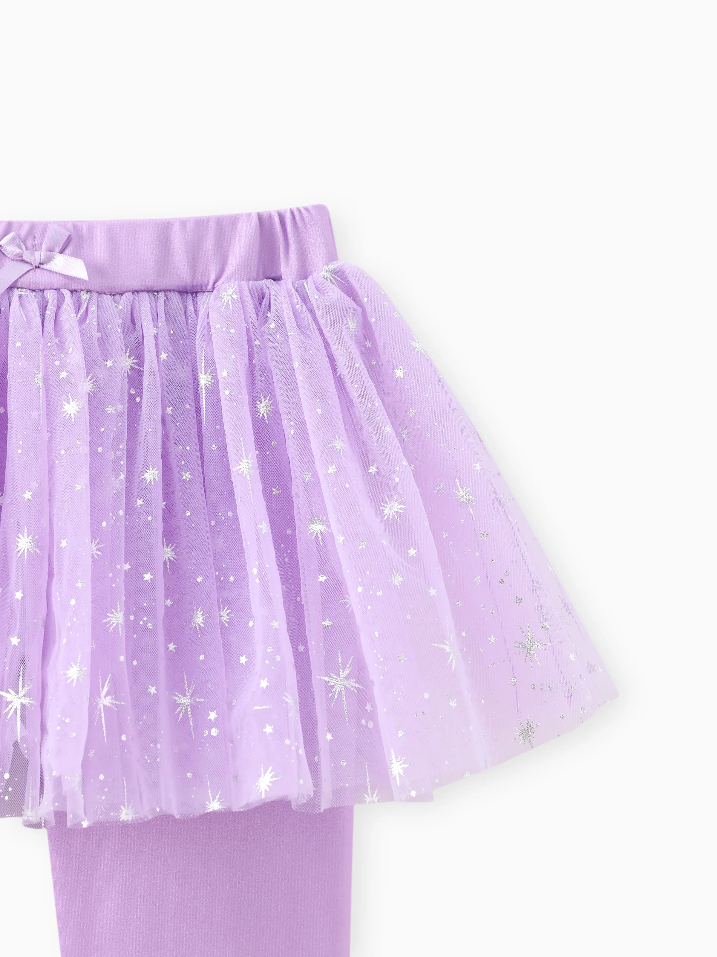 Paw Patrol Toddler Girl Everest Shinny Star Print Tulle Skirt Leggings Purple