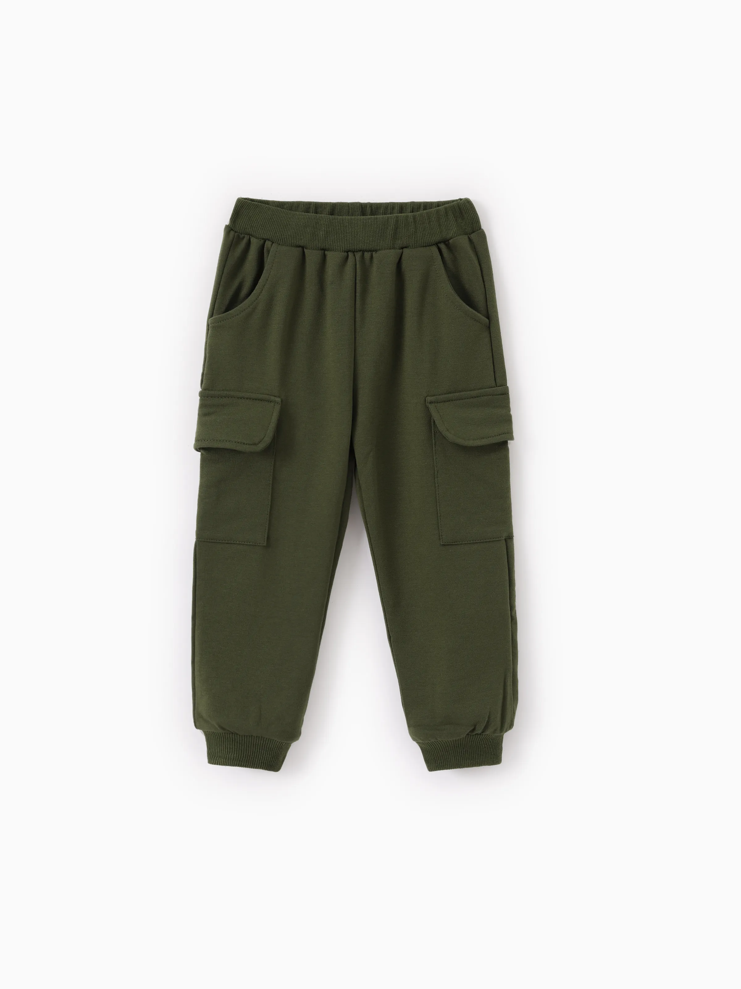 2pcs Todder Boy Cotton Stripe Set with Patch Pocket Army green