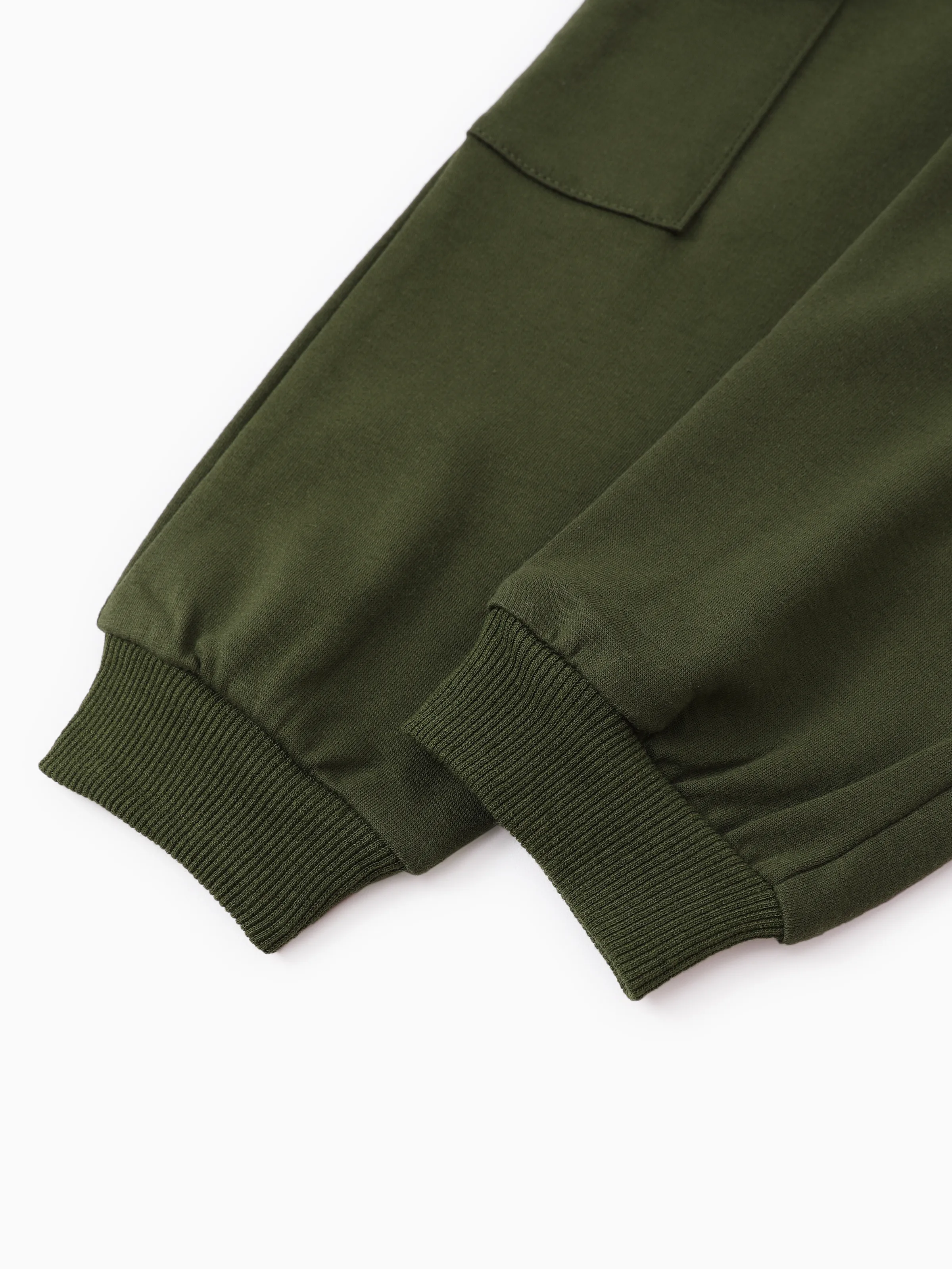 2pcs Todder Boy Cotton Stripe Set with Patch Pocket Army green