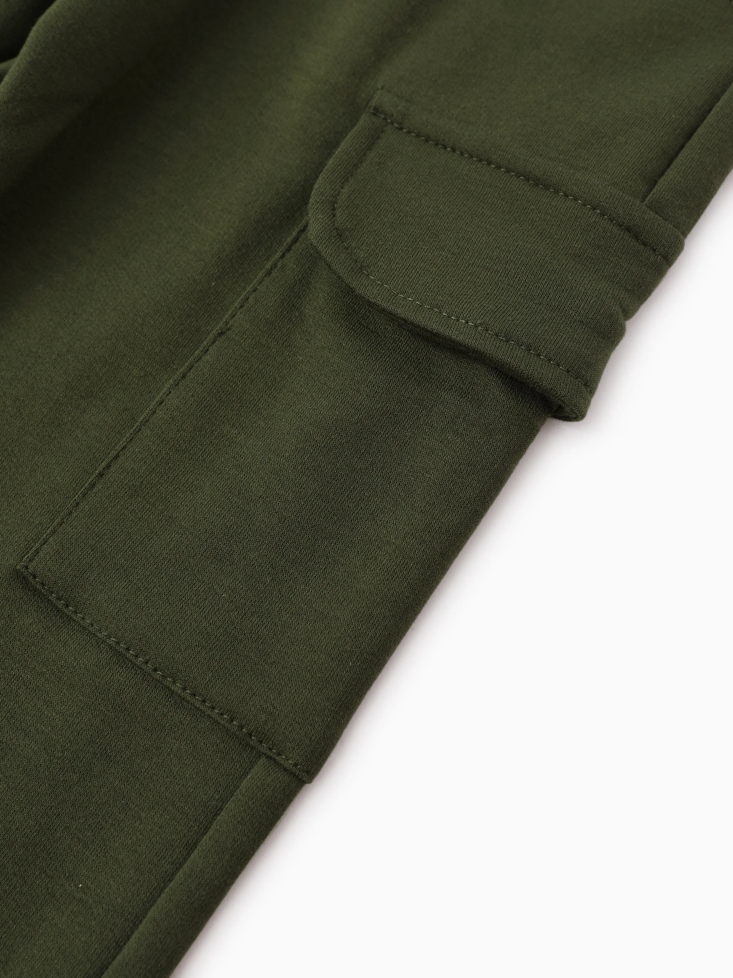 2pcs Todder Boy Cotton Stripe Set with Patch Pocket Army green