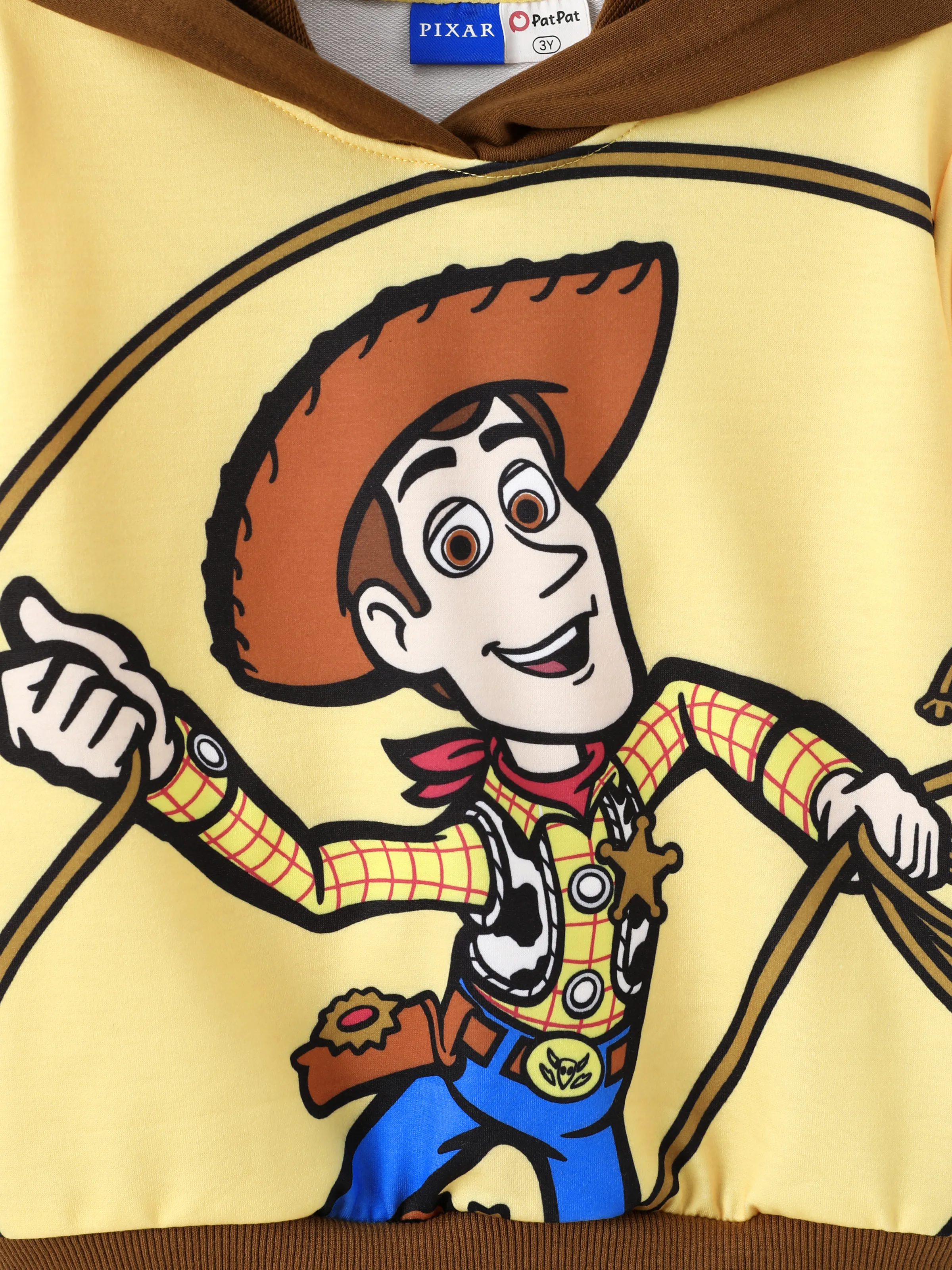 Toy Story Toddler Boy Woody Ribbed Cuffs Hooded Top Yellow