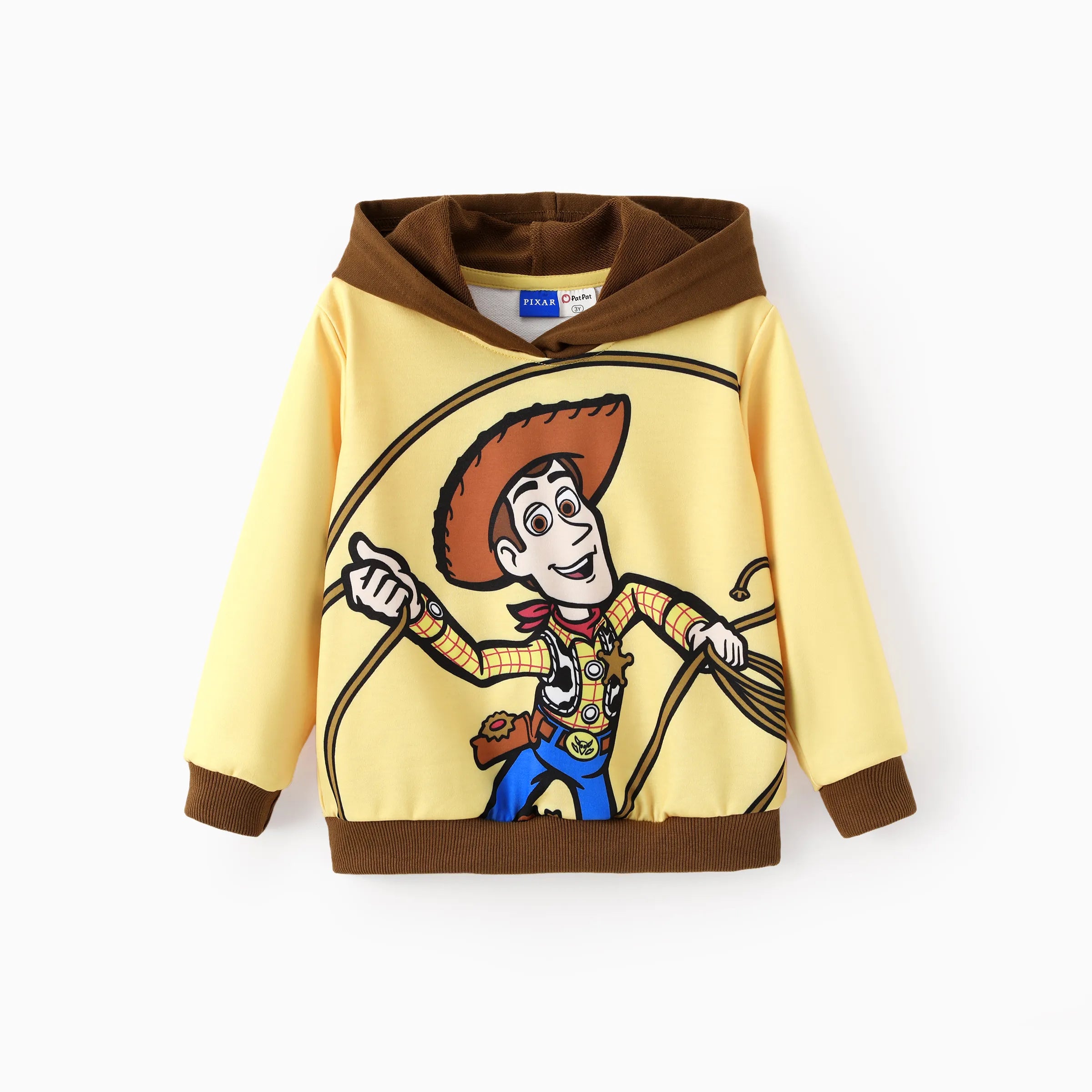 Toy Story Toddler Boy Woody Ribbed Cuffs Hooded Top Yellow