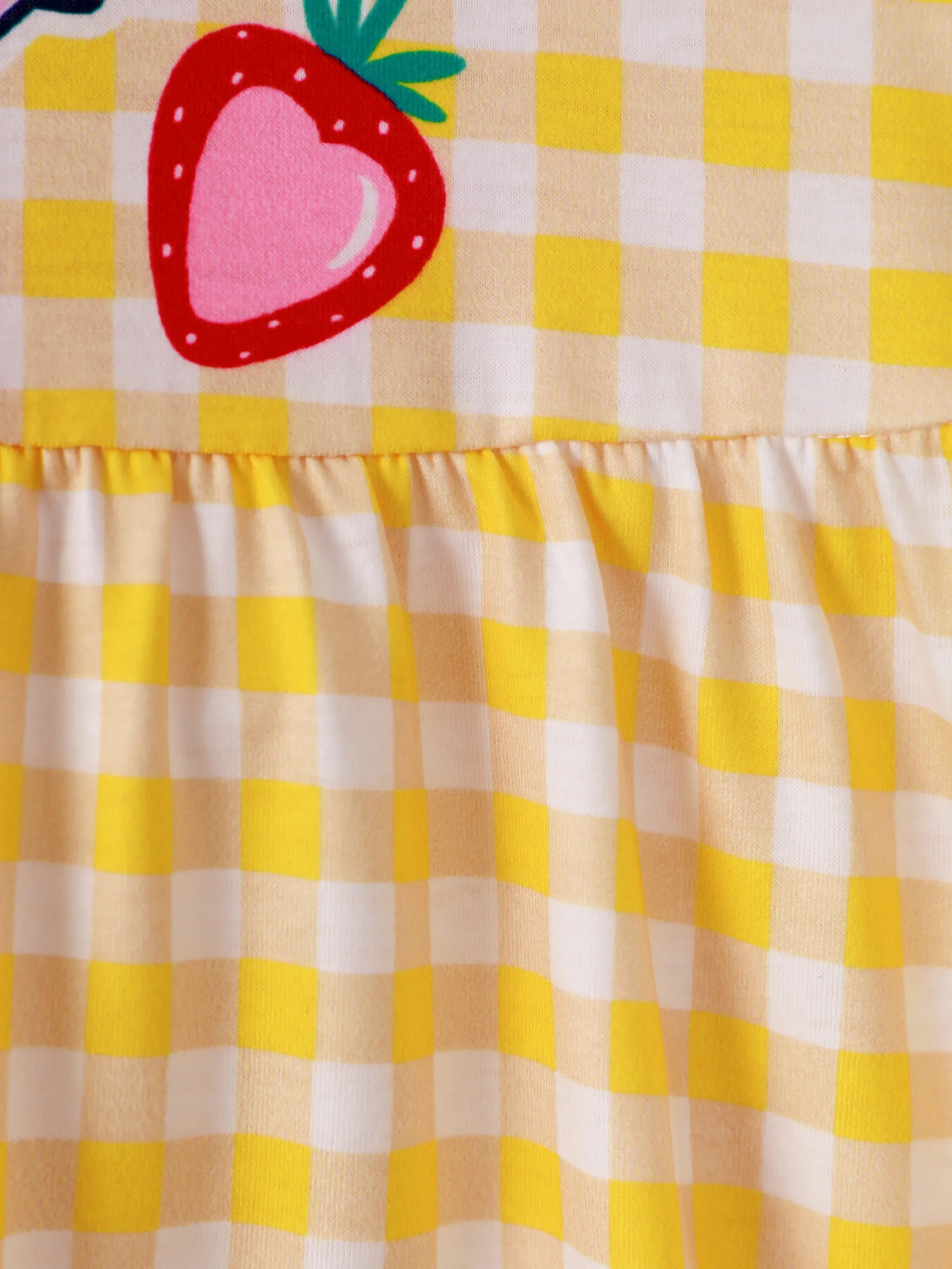 Peppa Pig Toddler Girl Summer Fruit/Grid/Stripe Pattern Dress Yellow