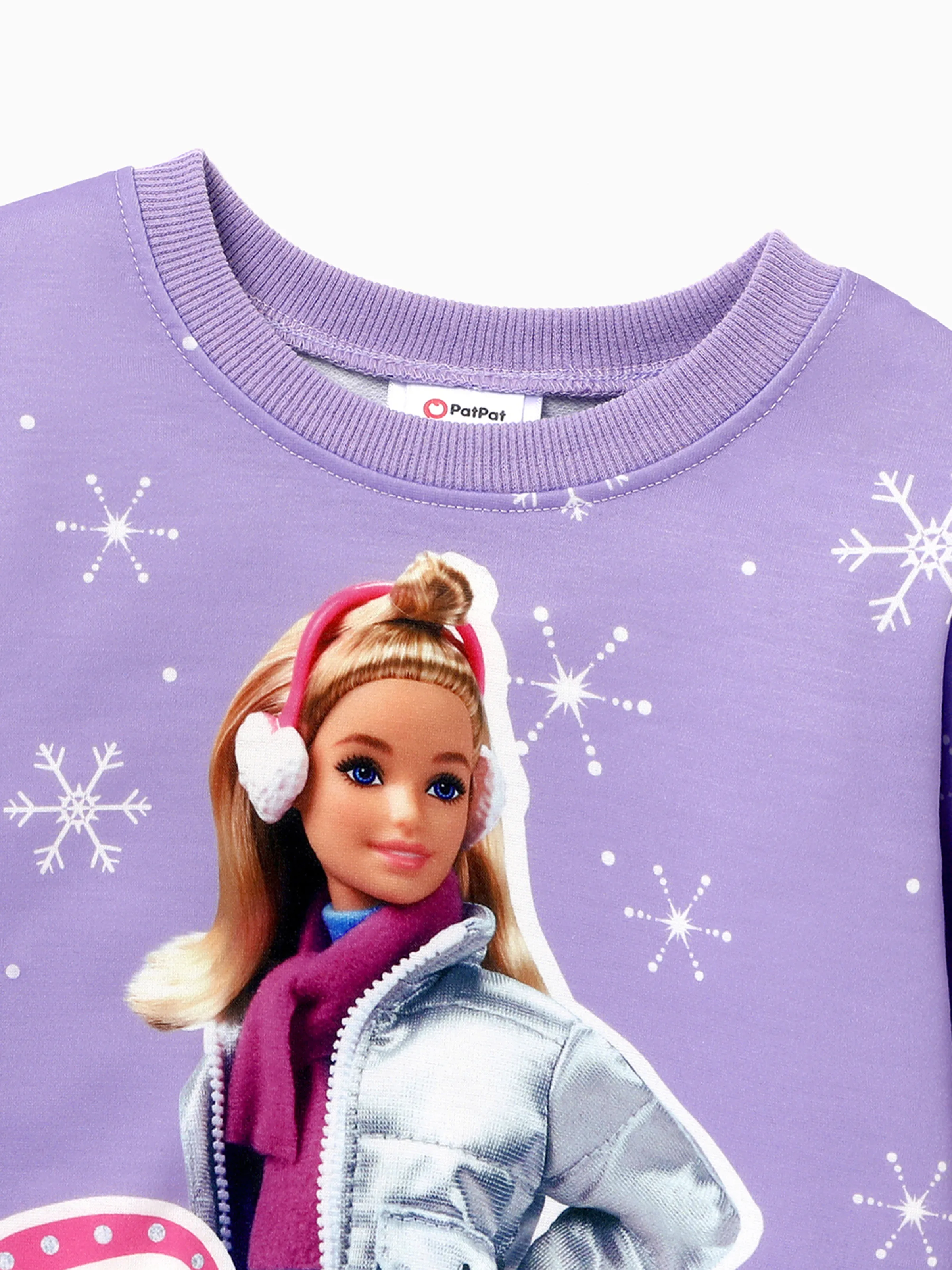 Barbie Toddler Girl Snowflake and Character Print Long-sleeve Sweatshrit Purple