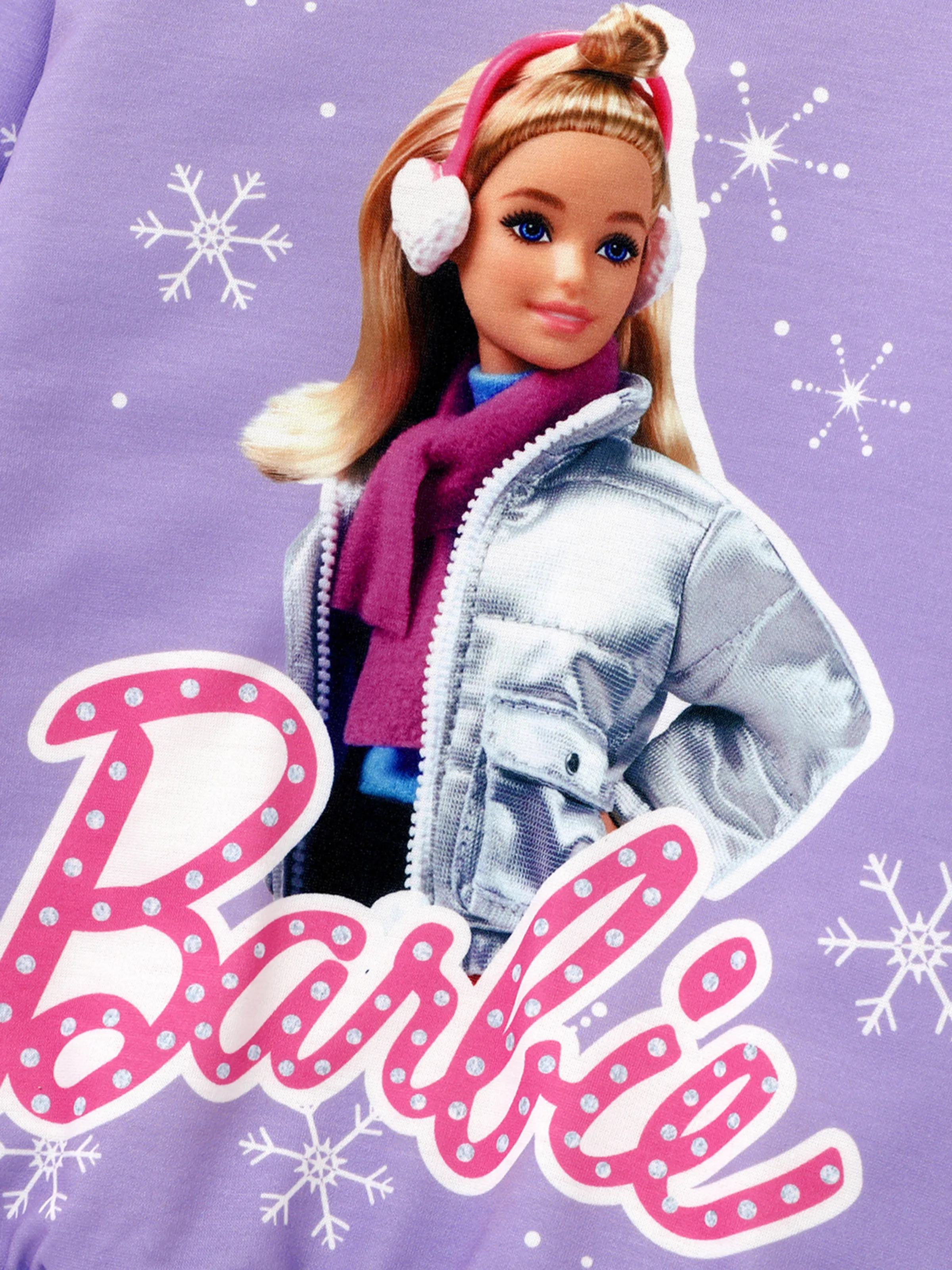 Barbie Toddler Girl Snowflake and Character Print Long-sleeve Sweatshrit Purple