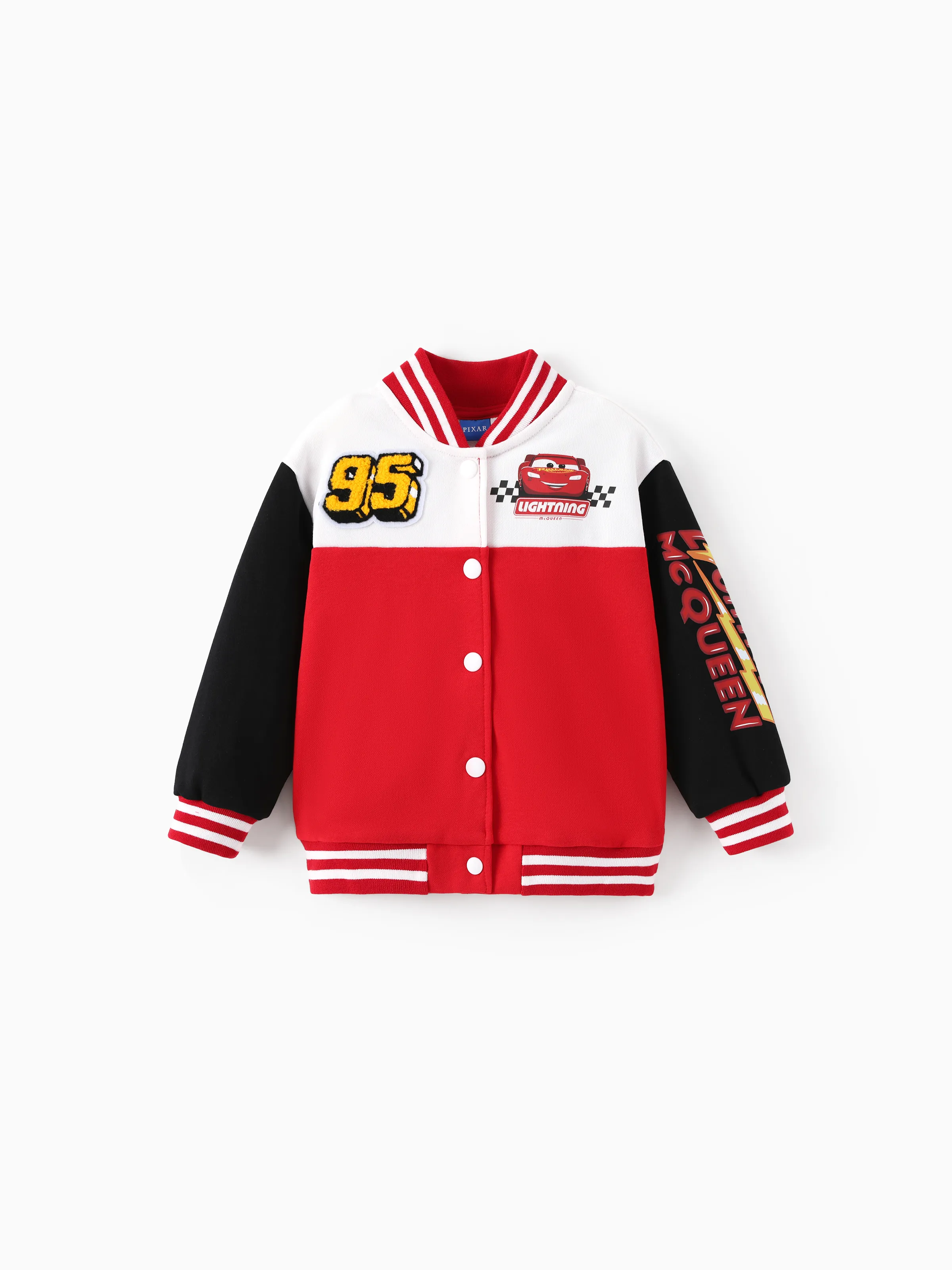 Cars Toddler Boy McQueen Character Graphic Colorblock Bomber Jacket Red Red