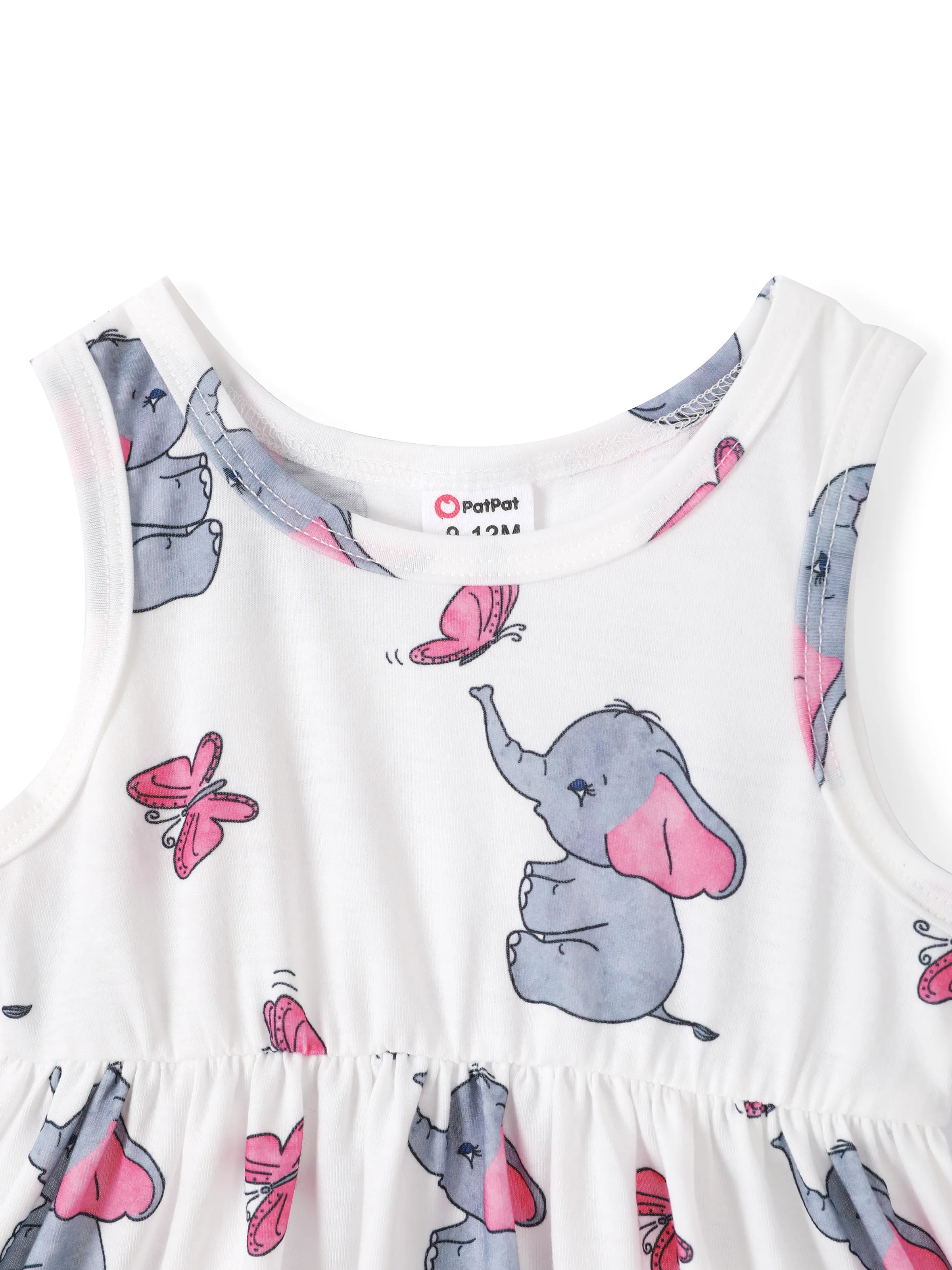 2pcs Baby Girl Pink Cardigan and Elephant Print Dress Set Pink