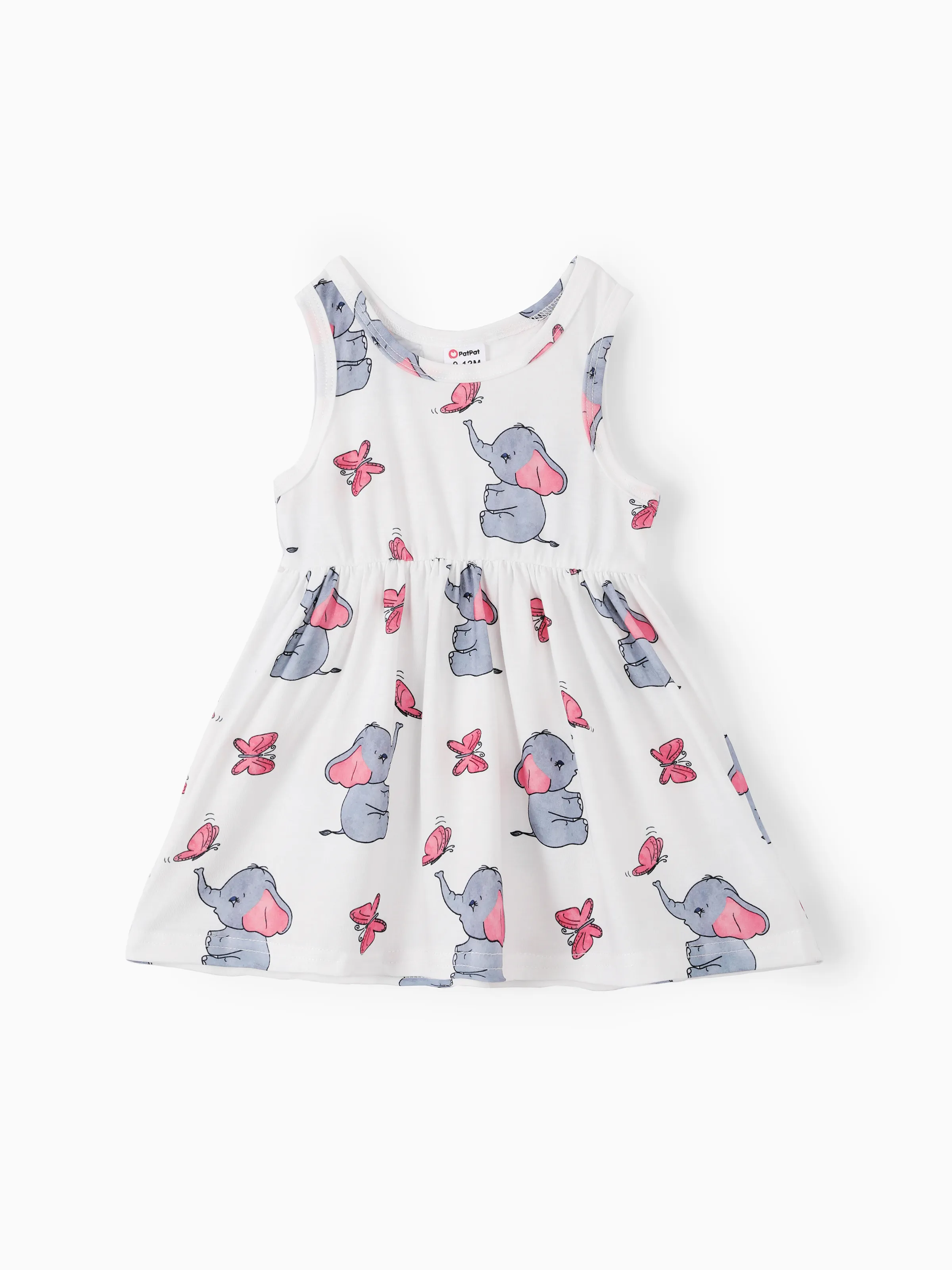 2pcs Baby Girl Pink Cardigan and Elephant Print Dress Set Pink