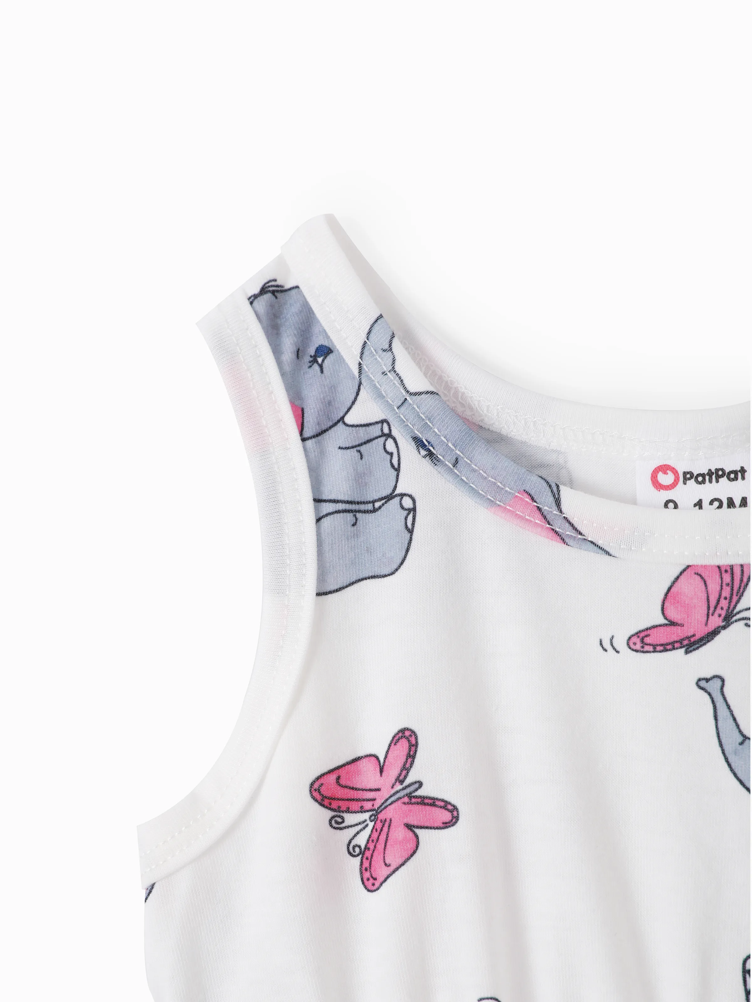 2pcs Baby Girl Pink Cardigan and Elephant Print Dress Set Pink