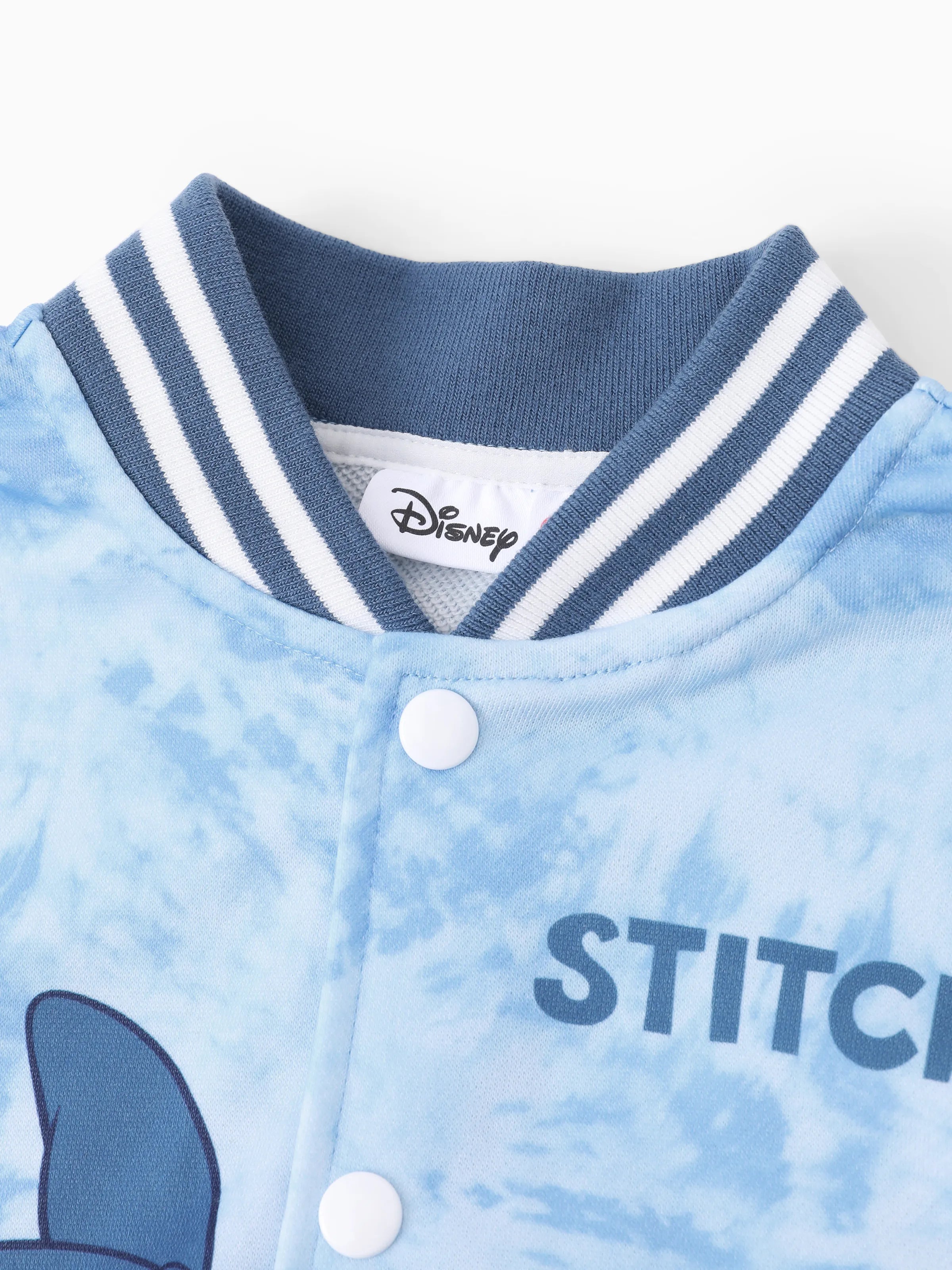 Disney Stitch Kid Boy Tye-die Print Bomber Jacket Blue
