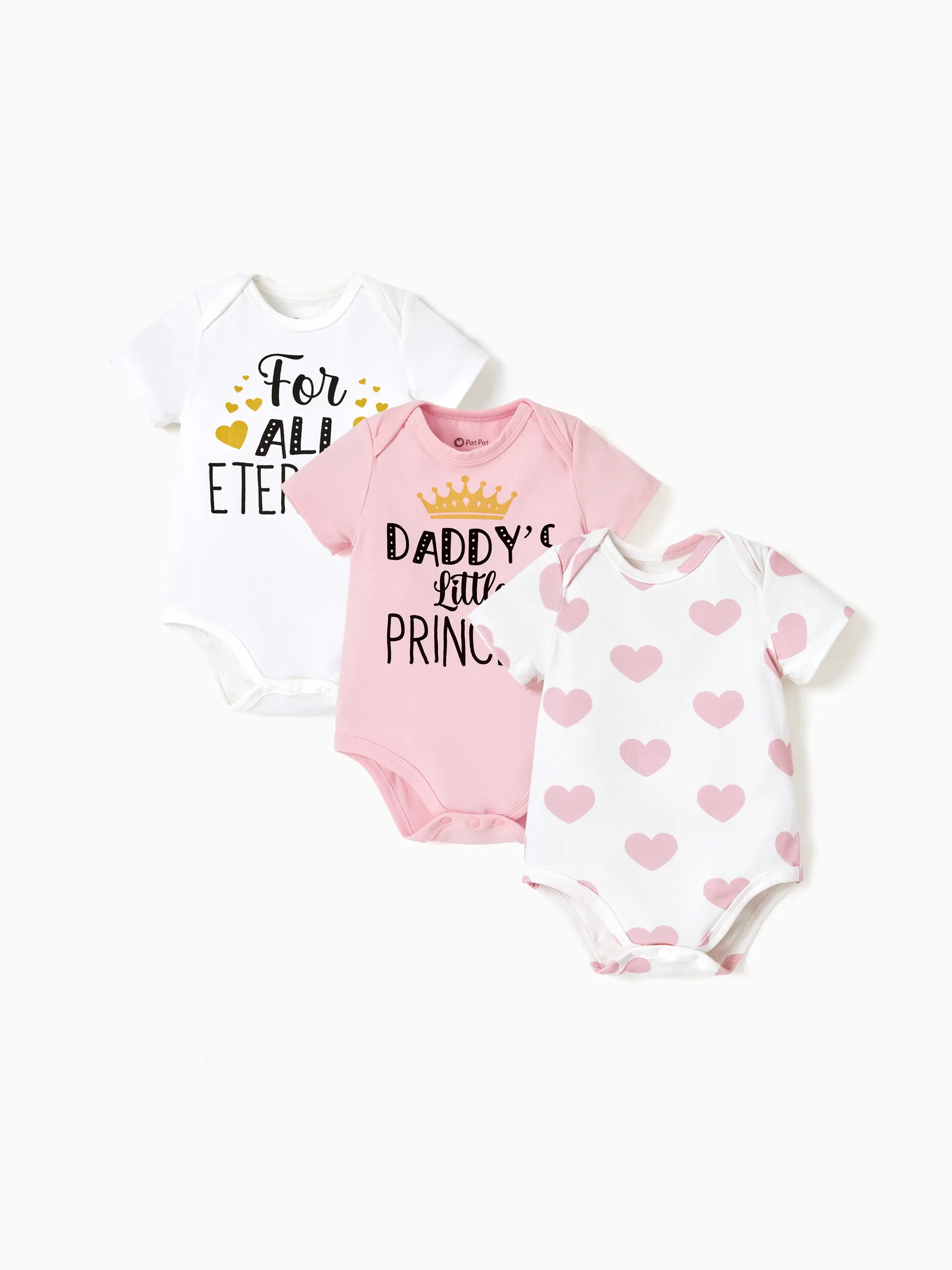 Baby Boy/Girl Playful Print 3pcs Rompers Set White